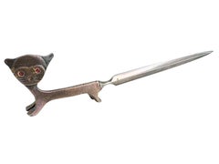 Walter Bosse Gatto di Vienna Tagliacarte in metallo, Vintage Austria anni '50