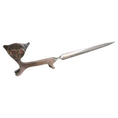 Walter Bosse Cat Vienna Metal Letter Opener, Vintage Austria 1950s