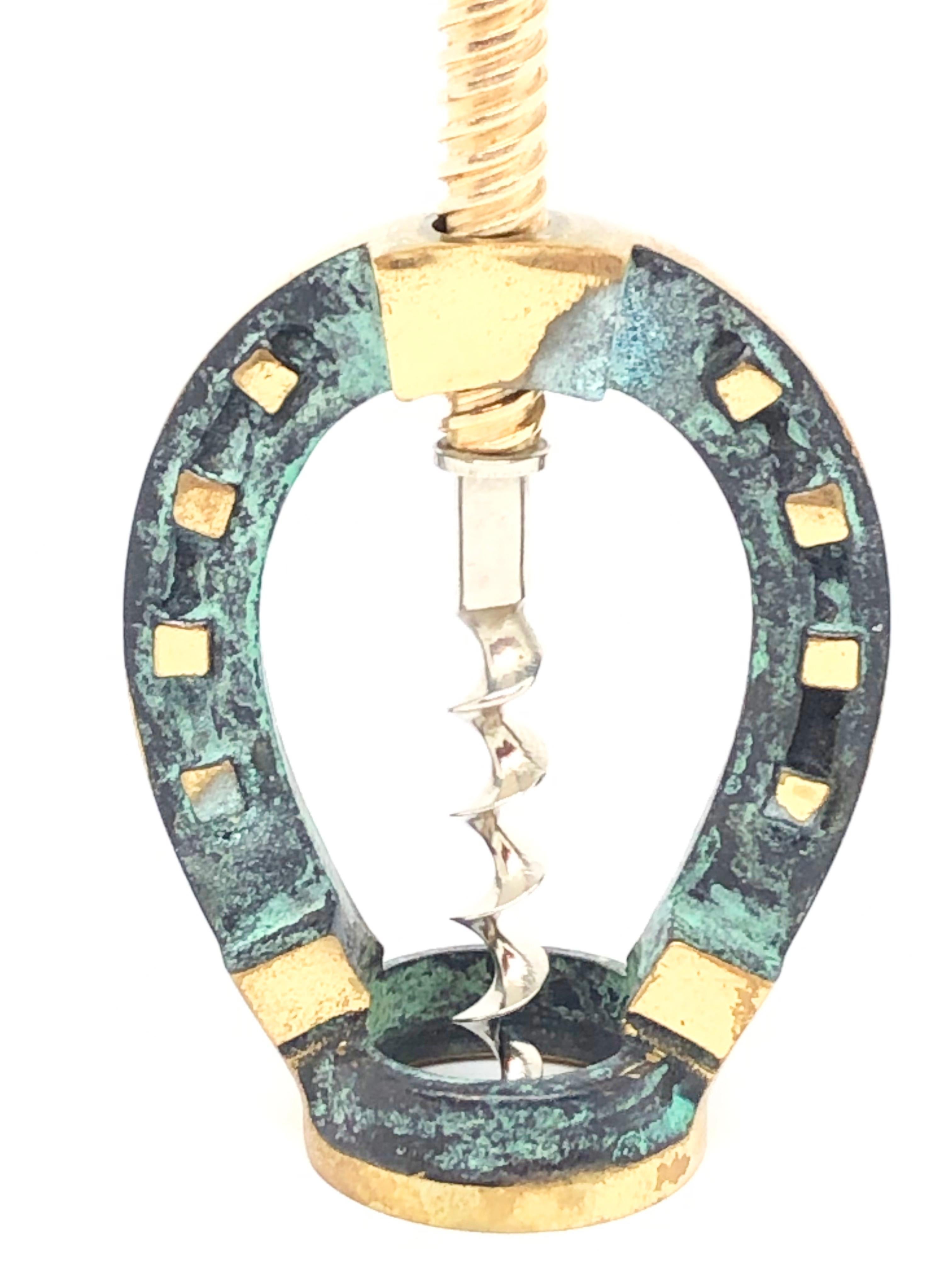 Classic early 1950s Austrian Walter Bosse design corkscrew in the form of a Horseshoe. Nice addition to your room or just for your collection of Austrian bronze items. Found at an estate sale in Vienna, Austria. It comes in the original old box, box