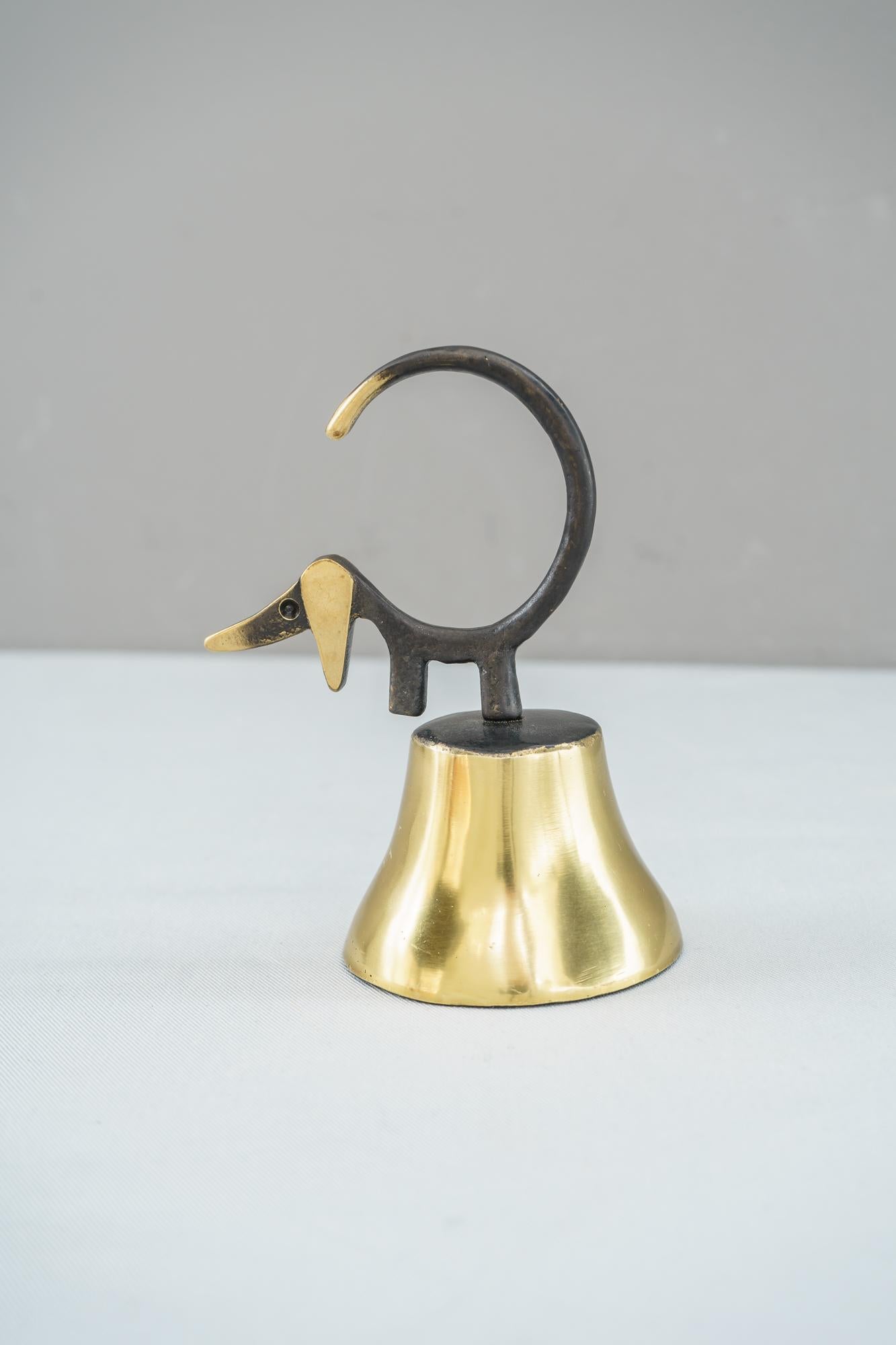 Brass Walter Bosse Dachshund Dinner Bell, 1950s