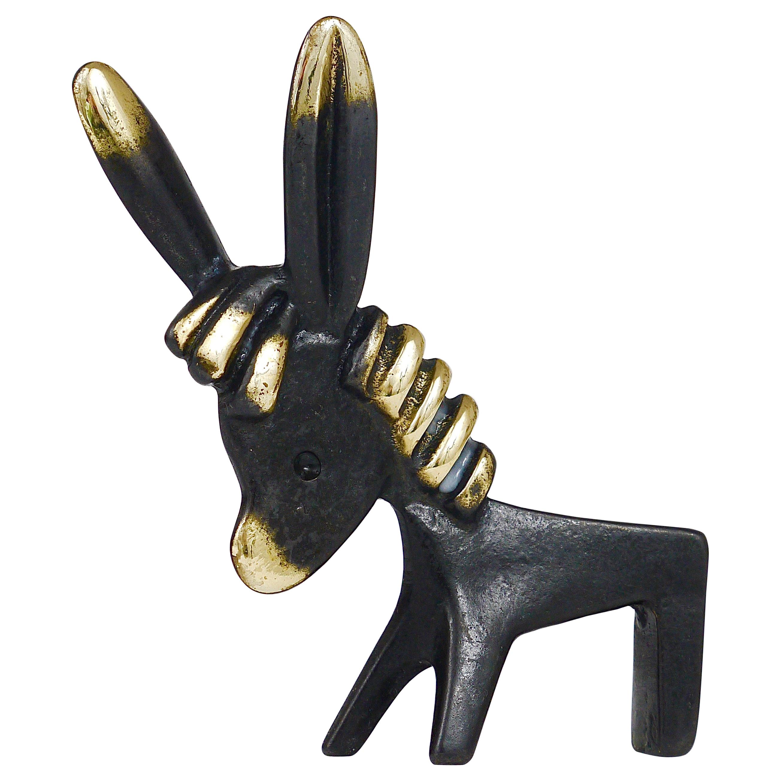 Walter Bosse Donkey Brass Figurine Pen Holder, Hertha Baller, Austria, 1950s