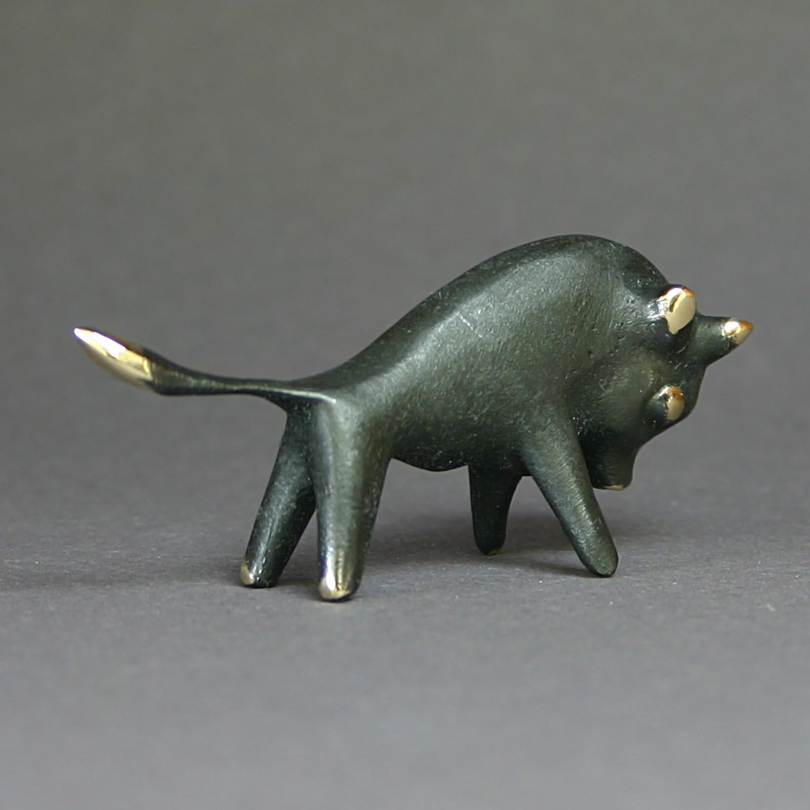 Patinated Walter Bosse figurine BULL brass patinated new Vienna Austria For Sale