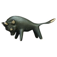 Figurine Walter Bosse BULL laiton patiné Nouveau Vienne Autriche