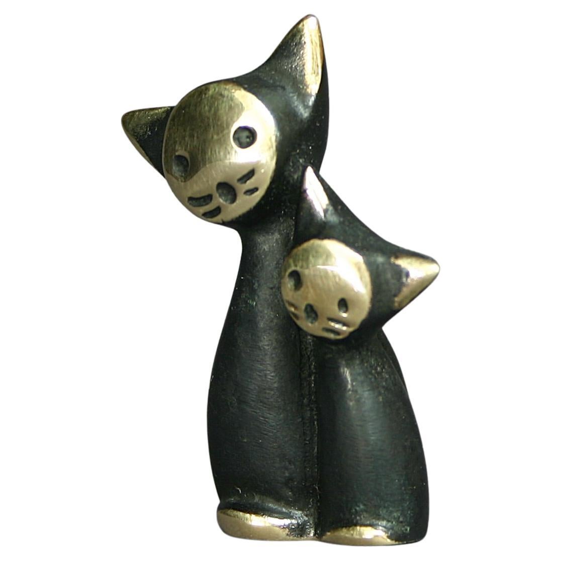 Walter Bosse figurine Pair of CATS brass patinated new Vienna Austria For Sale