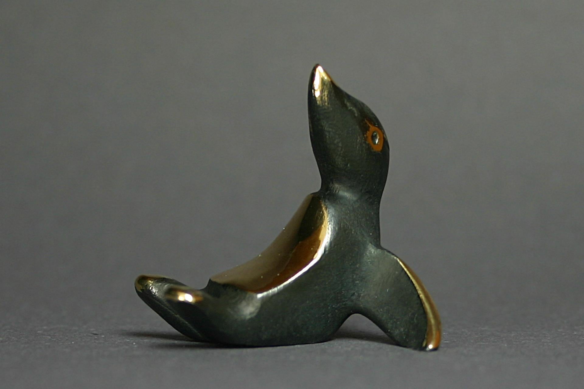 Mid-Century Modern Walter Bosse figurine Penguin brass patinated new Vienna Austria For Sale