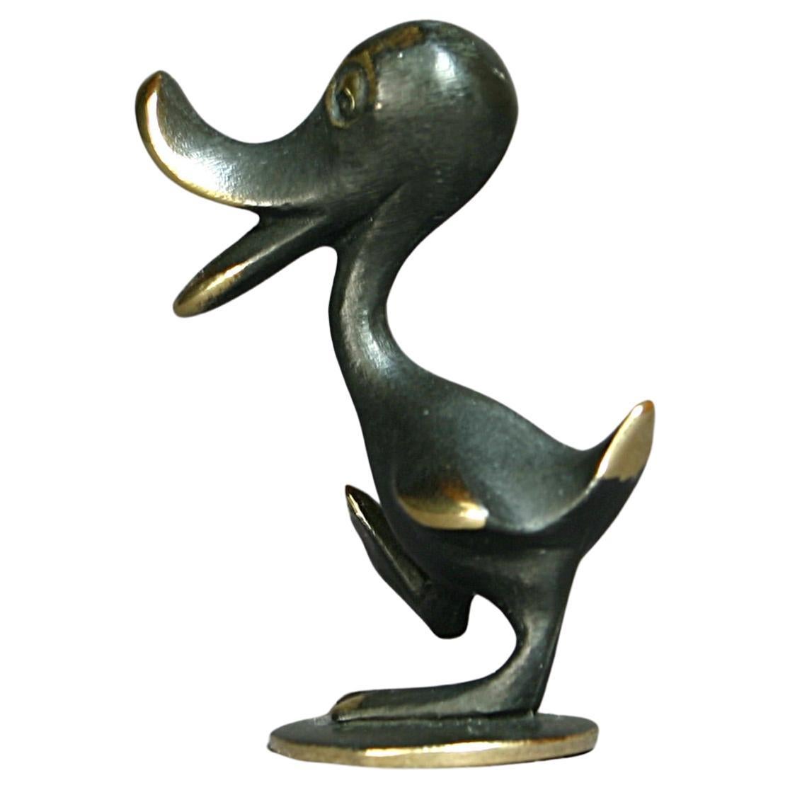 Mid-Century Modern Walter Bosse figurines Duck brass patinated new Vienna Austria For Sale