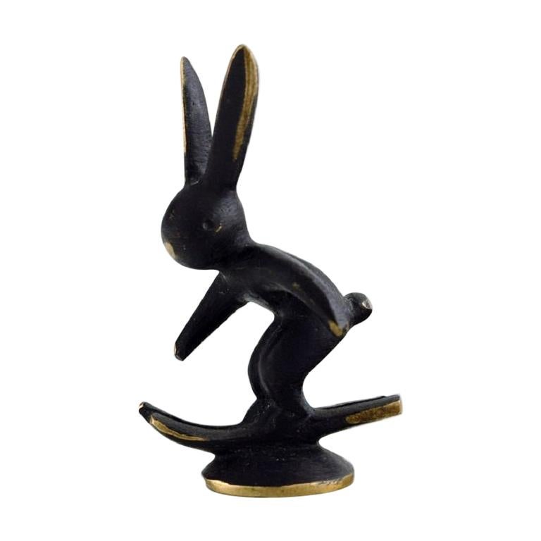 Walter Bosse, for Herta Baller, "Black gold line" Hare Skiing in Bronze, 1950s