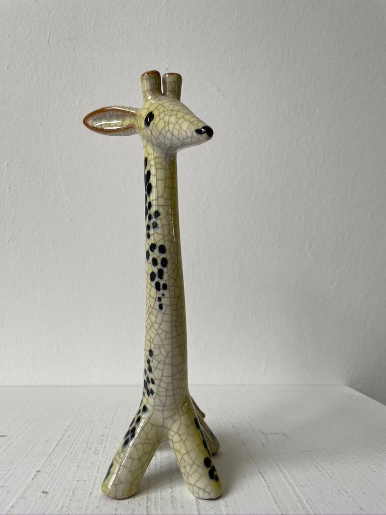 Walter Bosse. Giraffe. Ceramic for Karlsruher Majolika. Middle sized model of the ceramic giraffes by Bosse. Measures: 24cm tall.