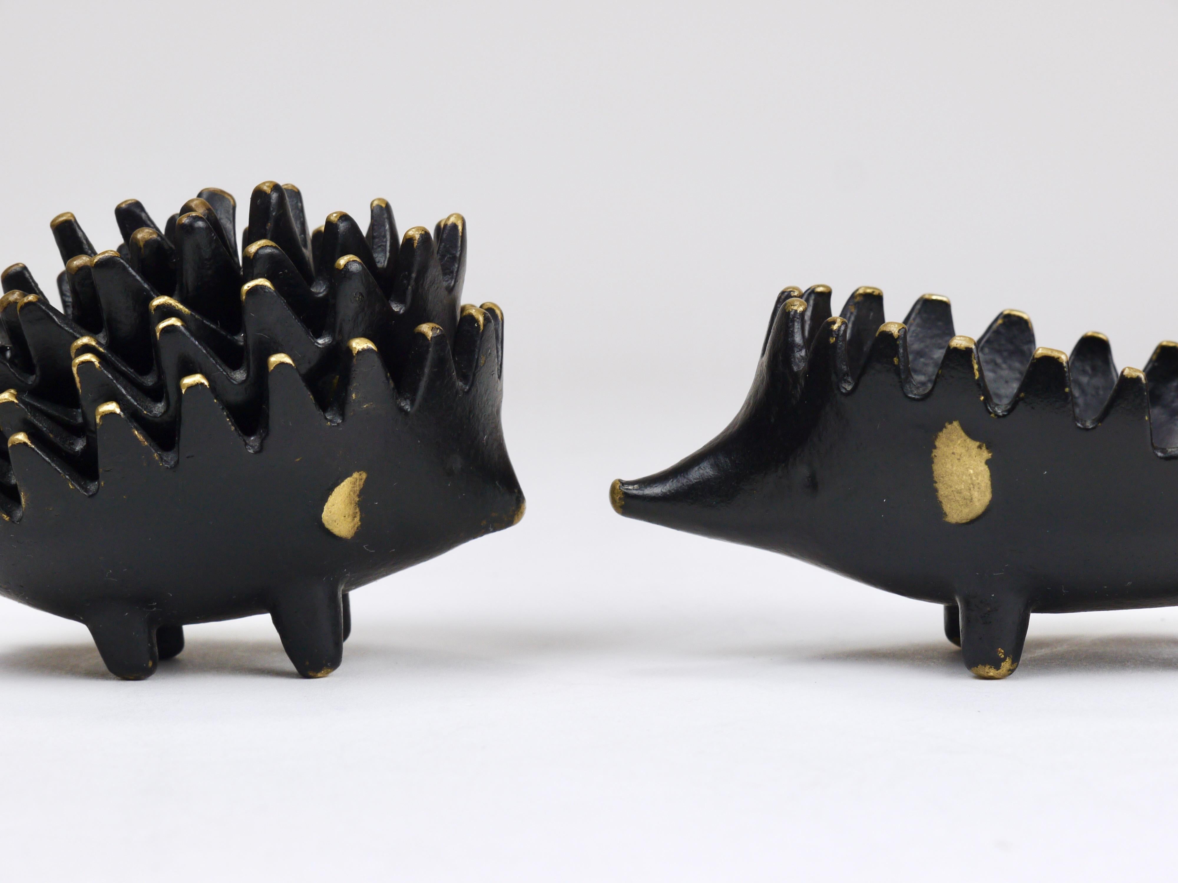 Walter Bosse Hedgehog Stackable Brass Ashtrays, Herta Baller, Austria, 1950s For Sale 4