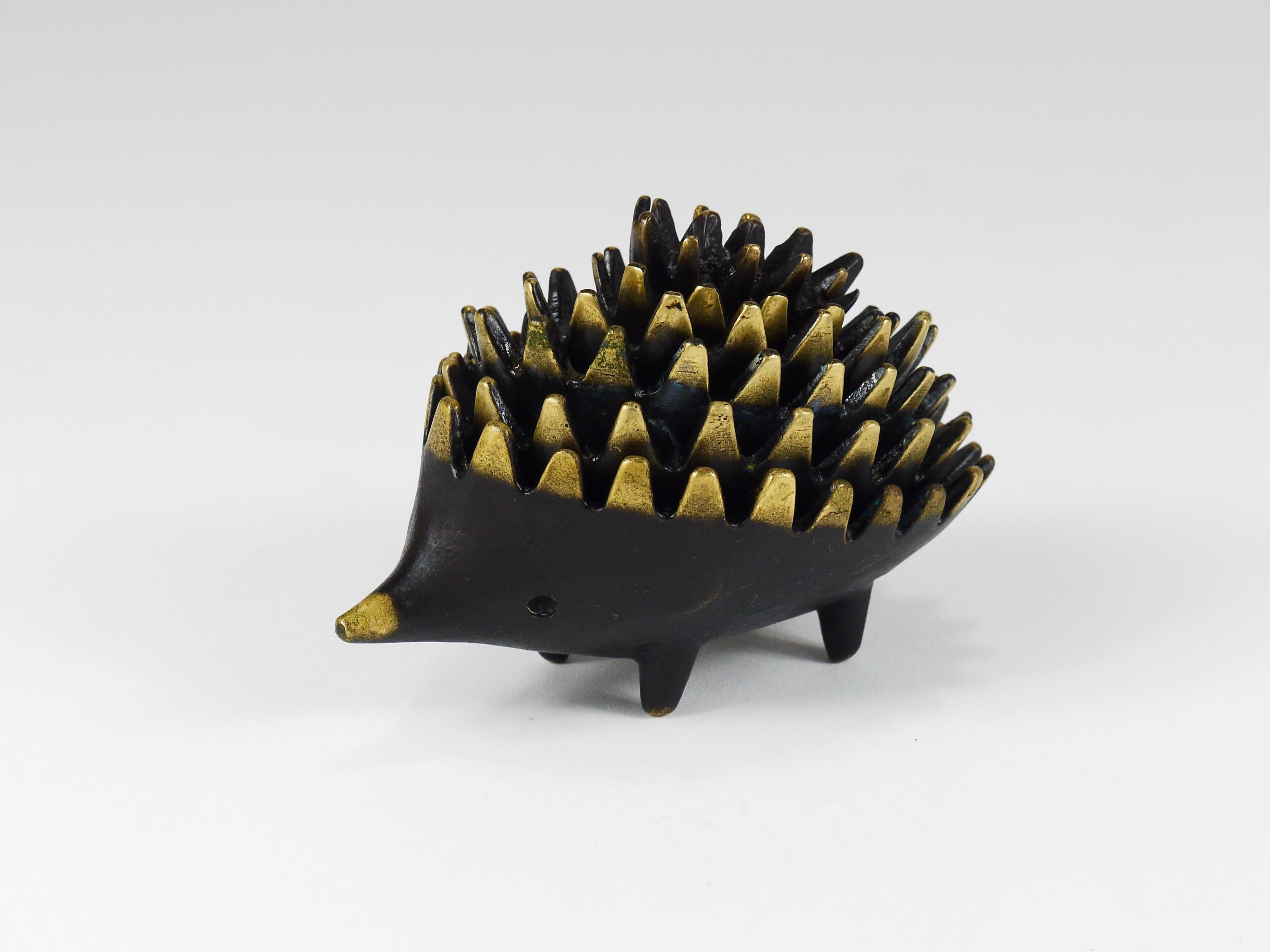 Walter Bosse Hedgehog Stackable Brass Ashtrays, Herta Baller, Austria, 1950s 6