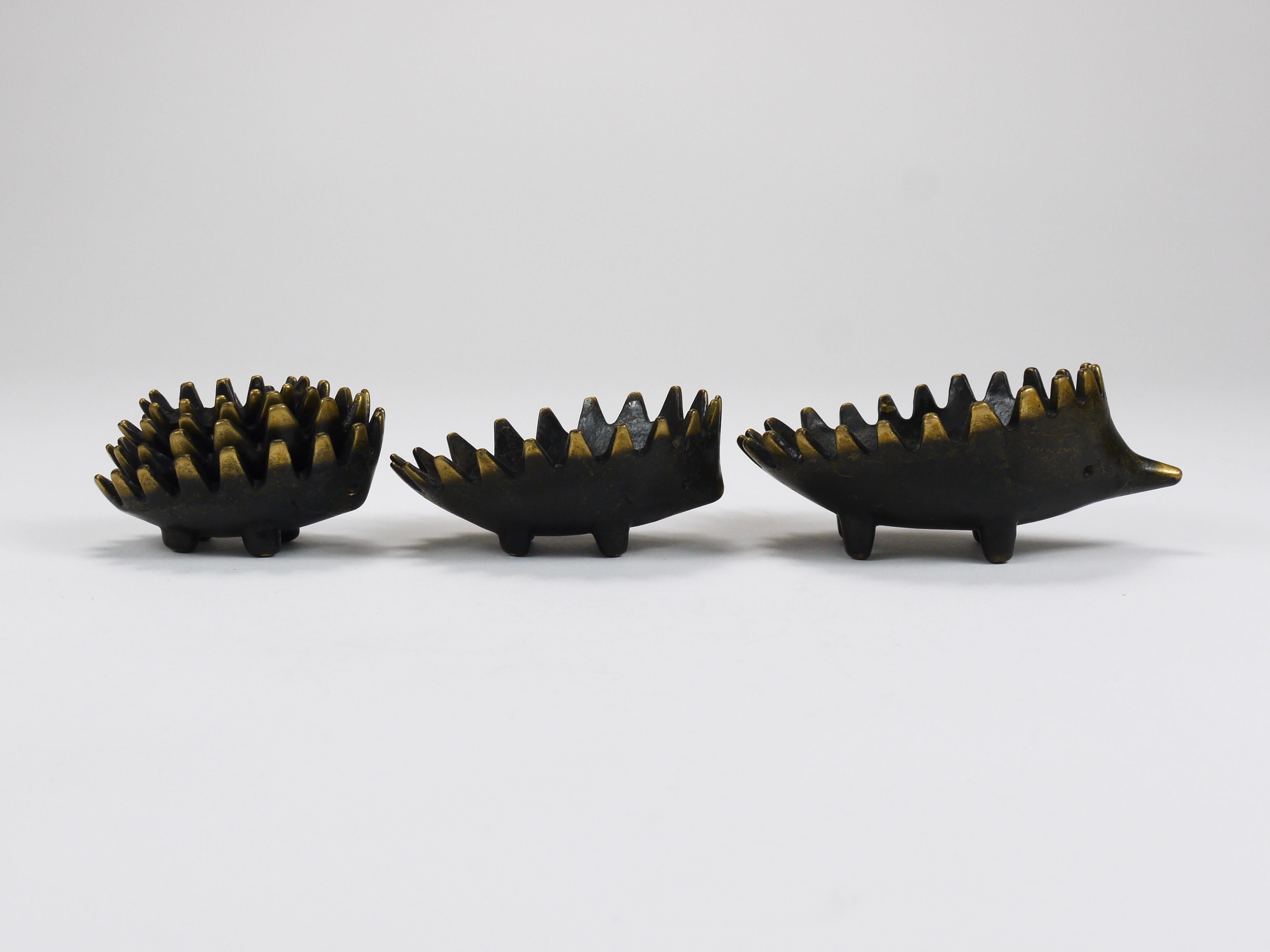 Walter Bosse Hedgehog Stackable Brass Ashtrays, Herta Baller, Austria, 1950s For Sale 9