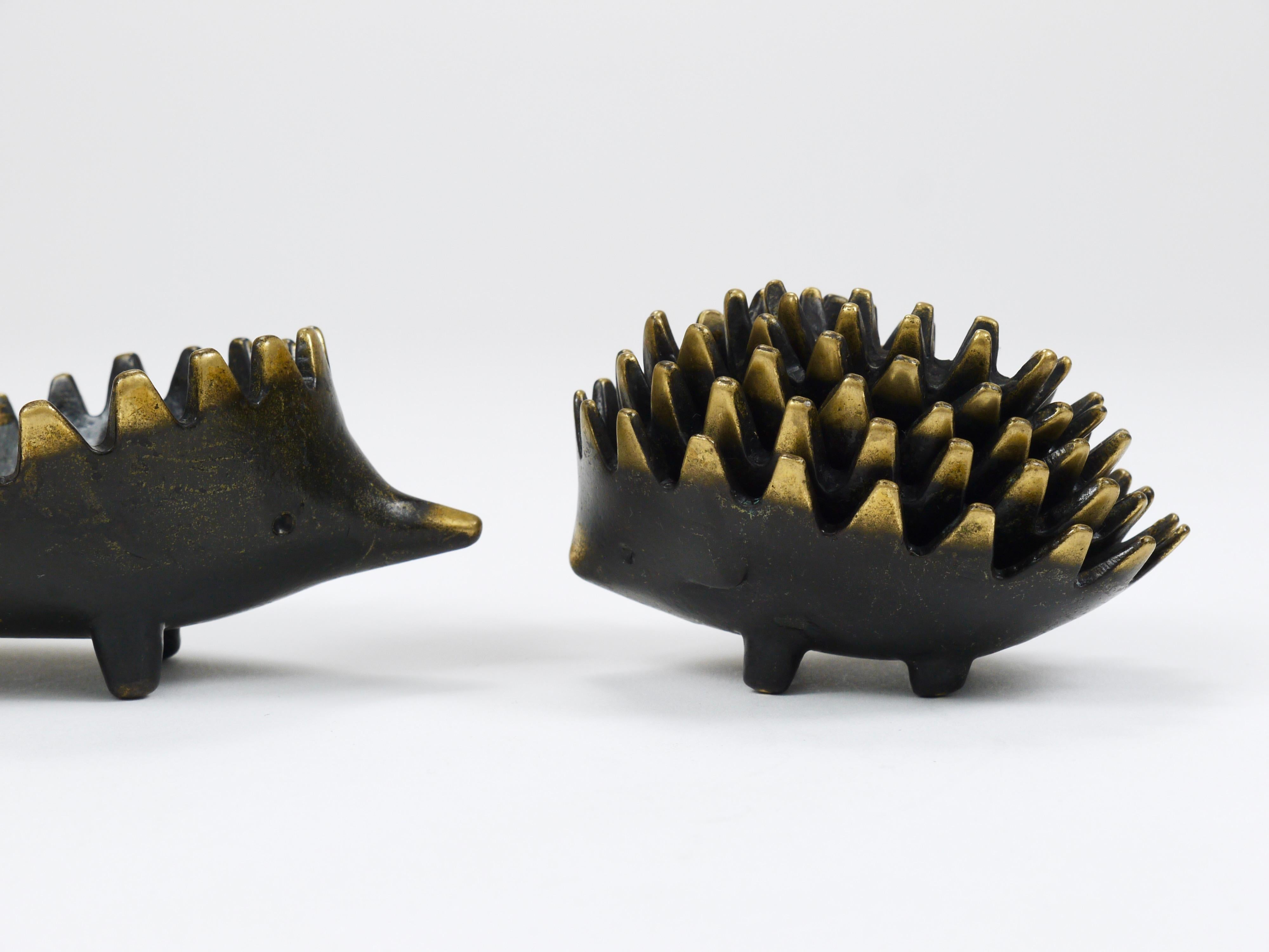 Mid-Century Modern Walter Bosse Hedgehog Stackable Brass Ashtrays, Herta Baller, Austria, 1950s For Sale