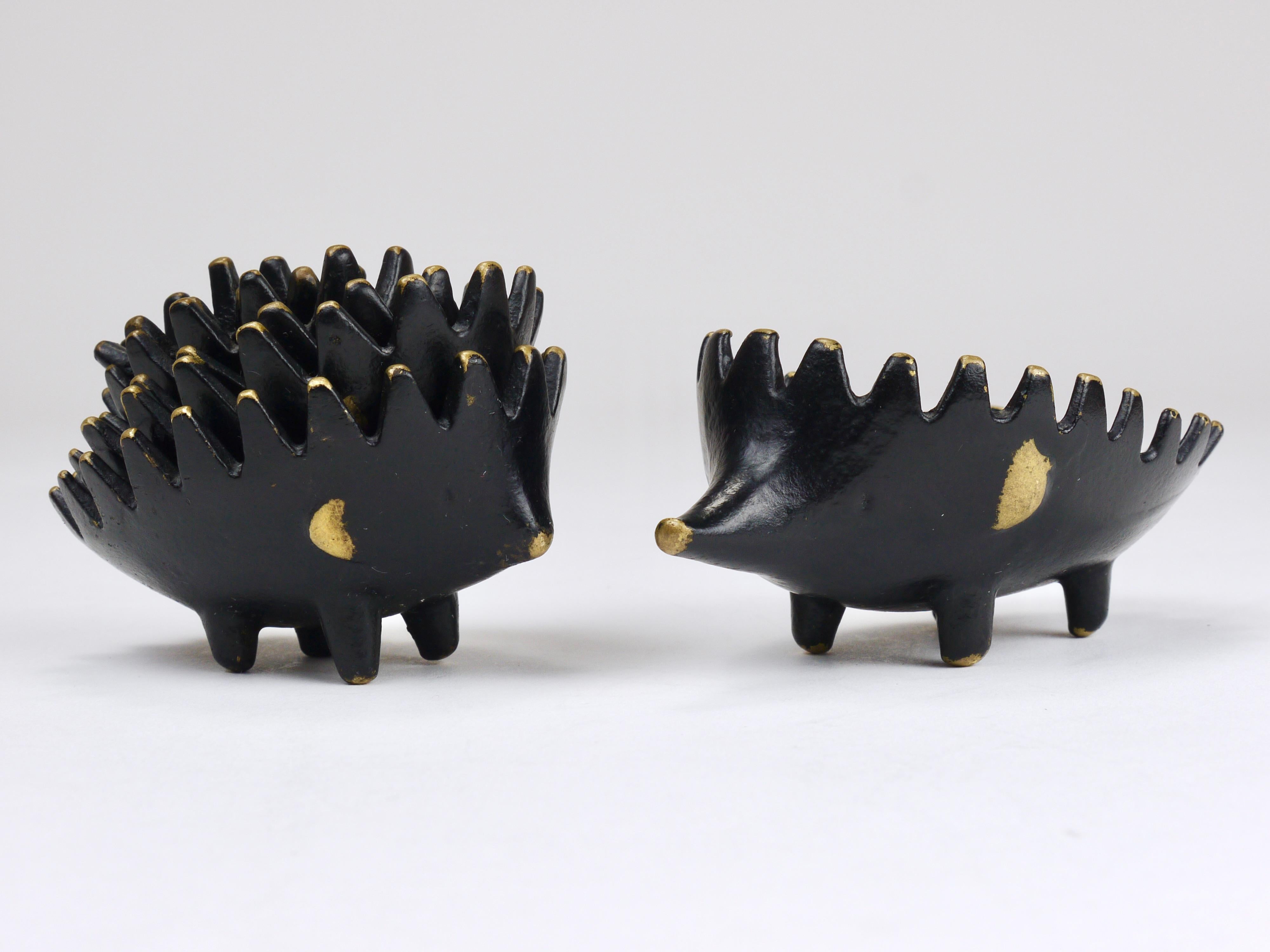 Mid-Century Modern Walter Bosse Hedgehog Stackable Brass Ashtrays, Herta Baller, Austria, 1950s For Sale