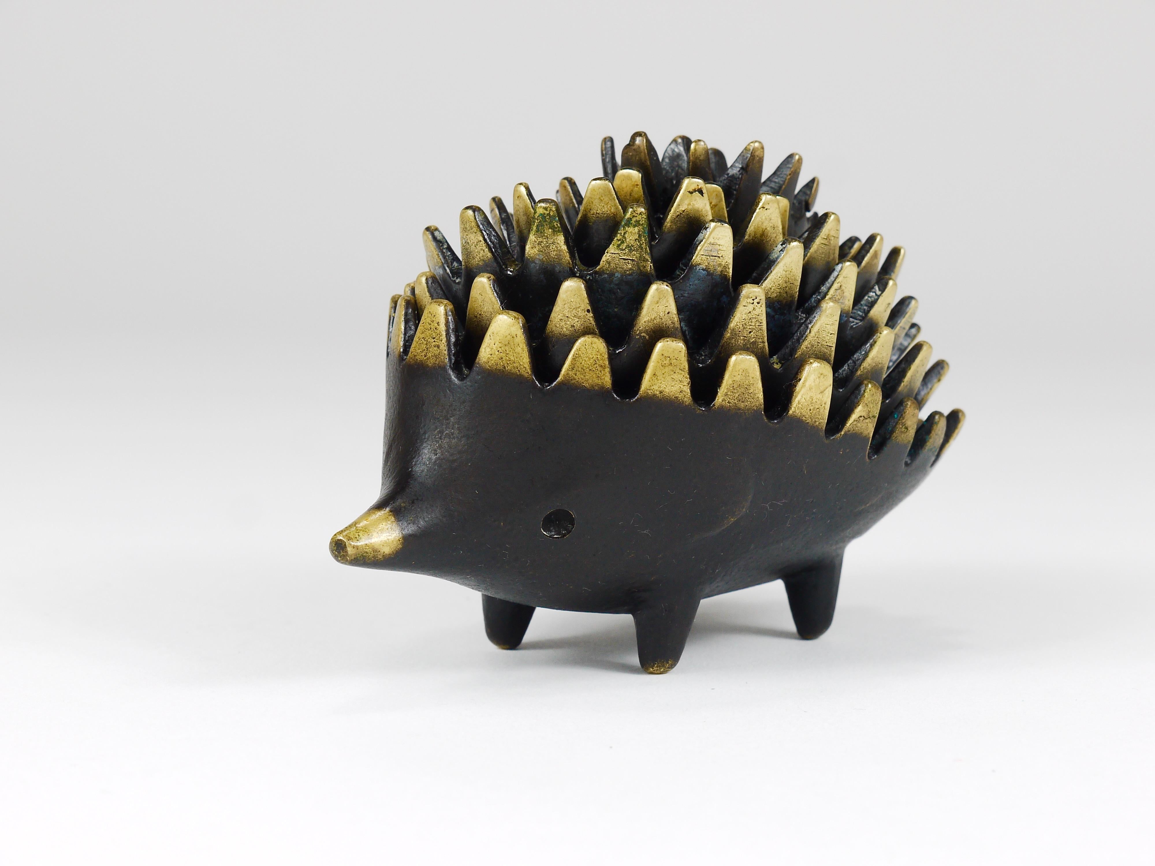 Austrian Walter Bosse Hedgehog Stackable Brass Ashtrays, Herta Baller, Austria, 1950s