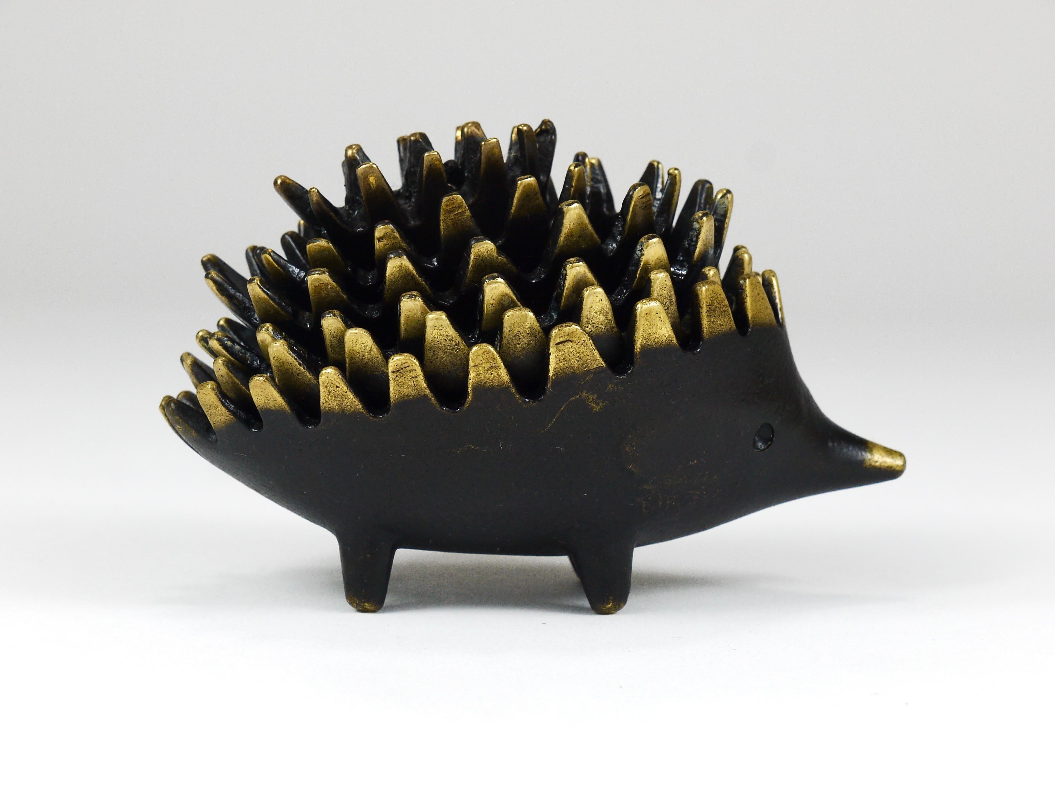 20th Century Walter Bosse Hedgehog Stackable Brass Ashtrays, Herta Baller, Austria, 1950s
