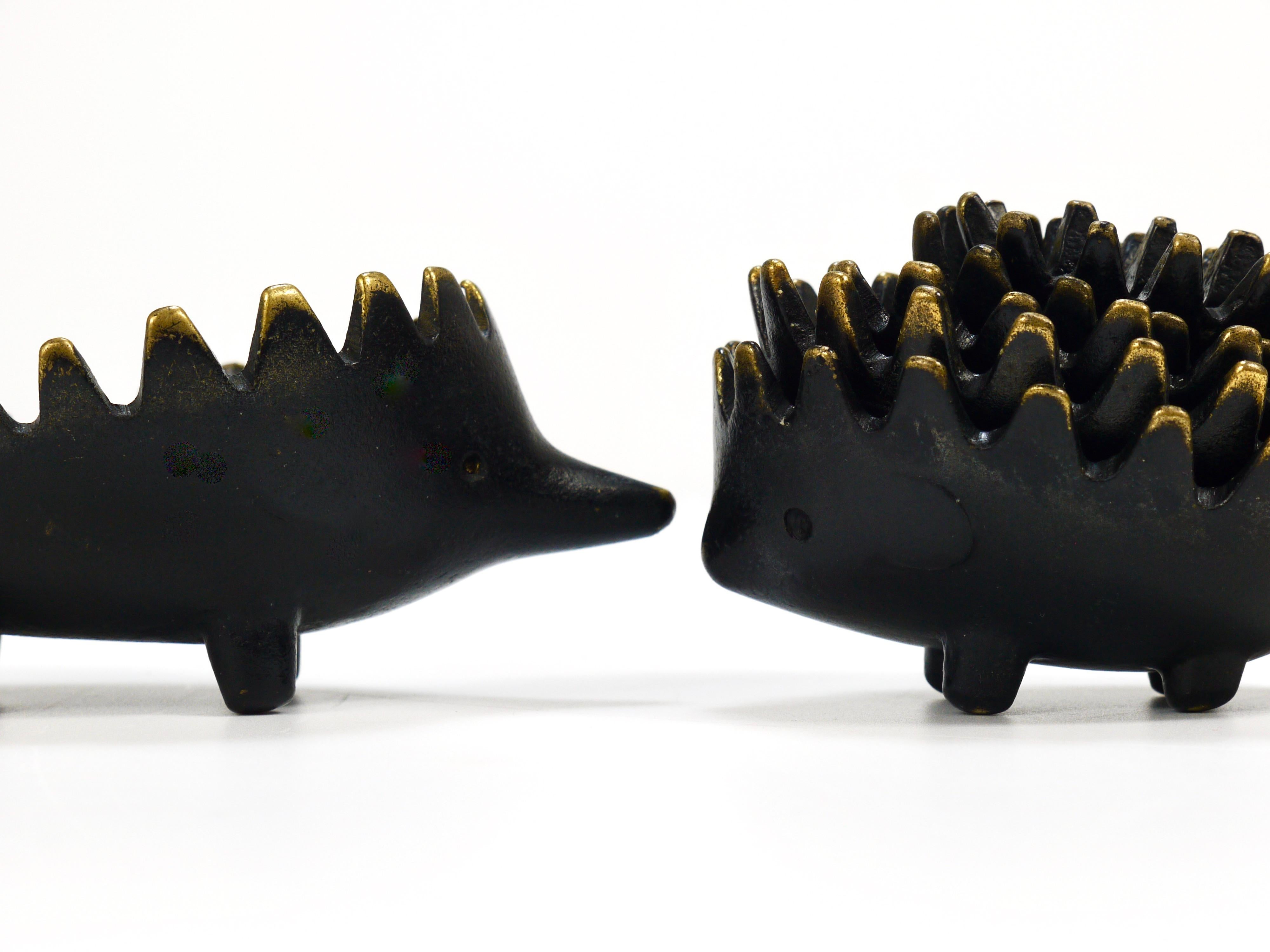 Walter Bosse Hedgehog Stackable Brass Ashtrays, Herta Baller, Austria, 1950s In Good Condition For Sale In Vienna, AT