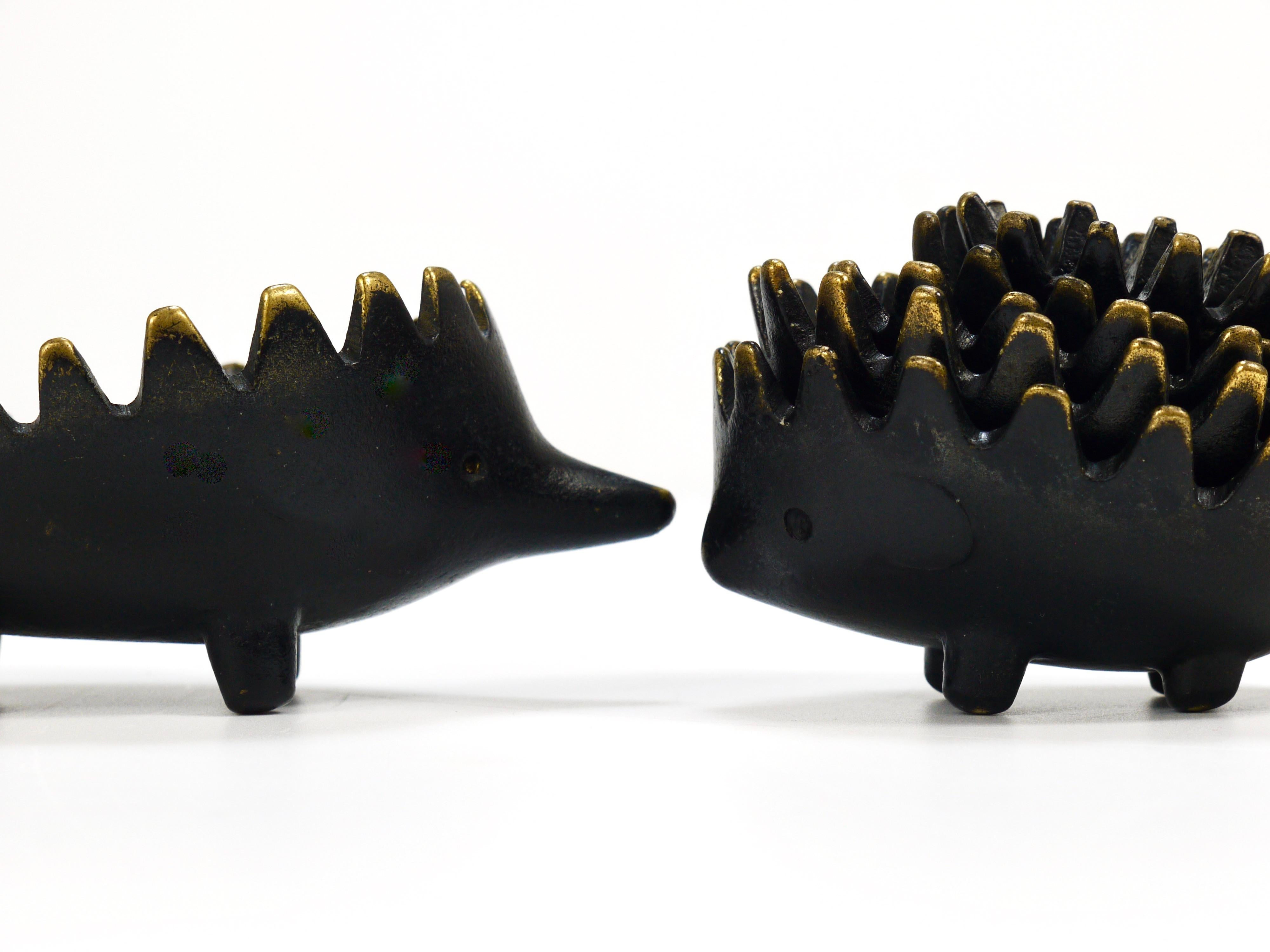 20th Century Walter Bosse Hedgehog Stackable Brass Ashtrays, Herta Baller, Austria, 1950s For Sale