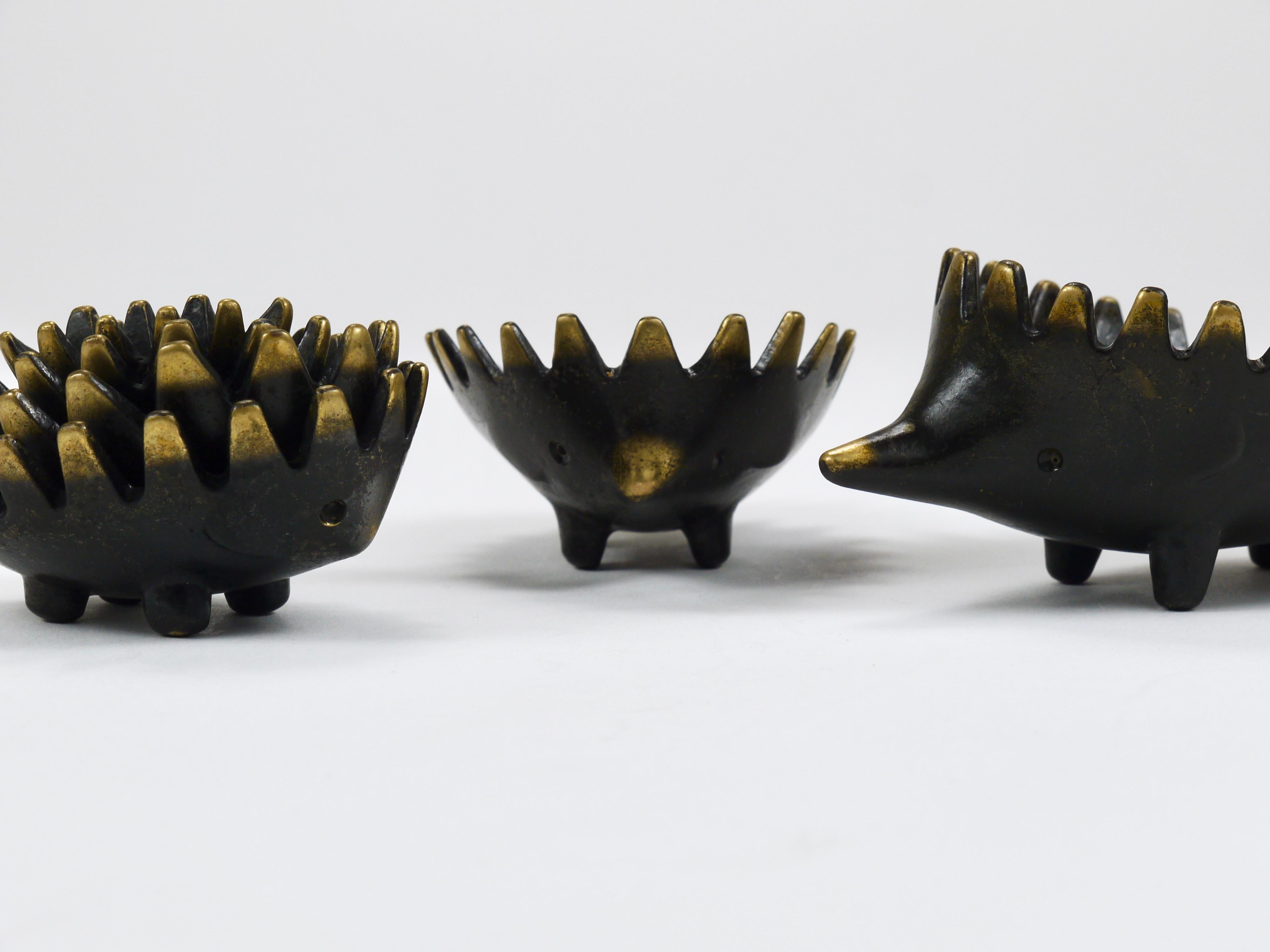 Walter Bosse Hedgehog Stackable Brass Ashtrays, Herta Baller, Austria, 1950s For Sale 2
