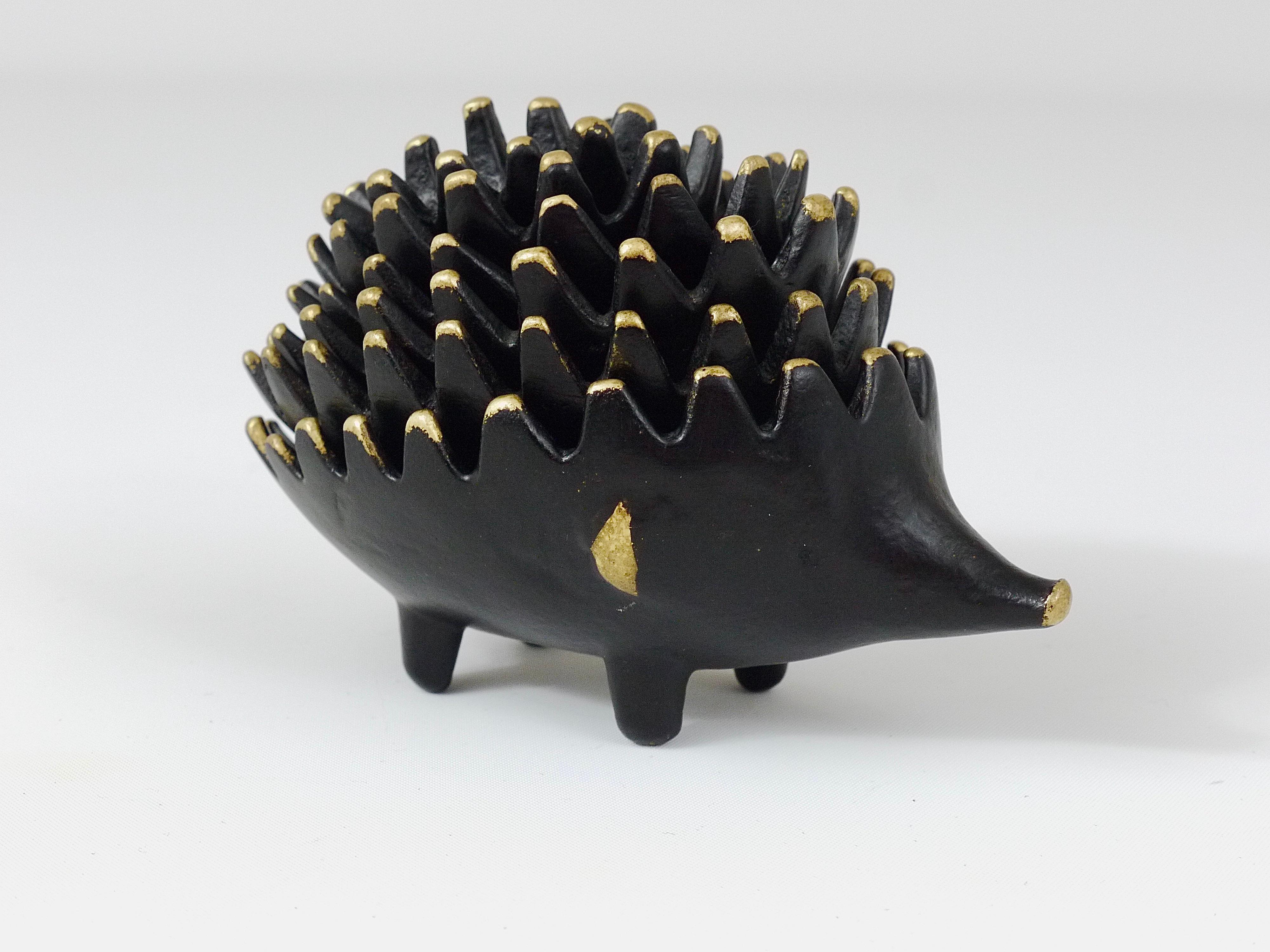 Walter Bosse Hedgehog Stackable Brass Ashtrays, Hertha Baller, Austria, 1950s 4