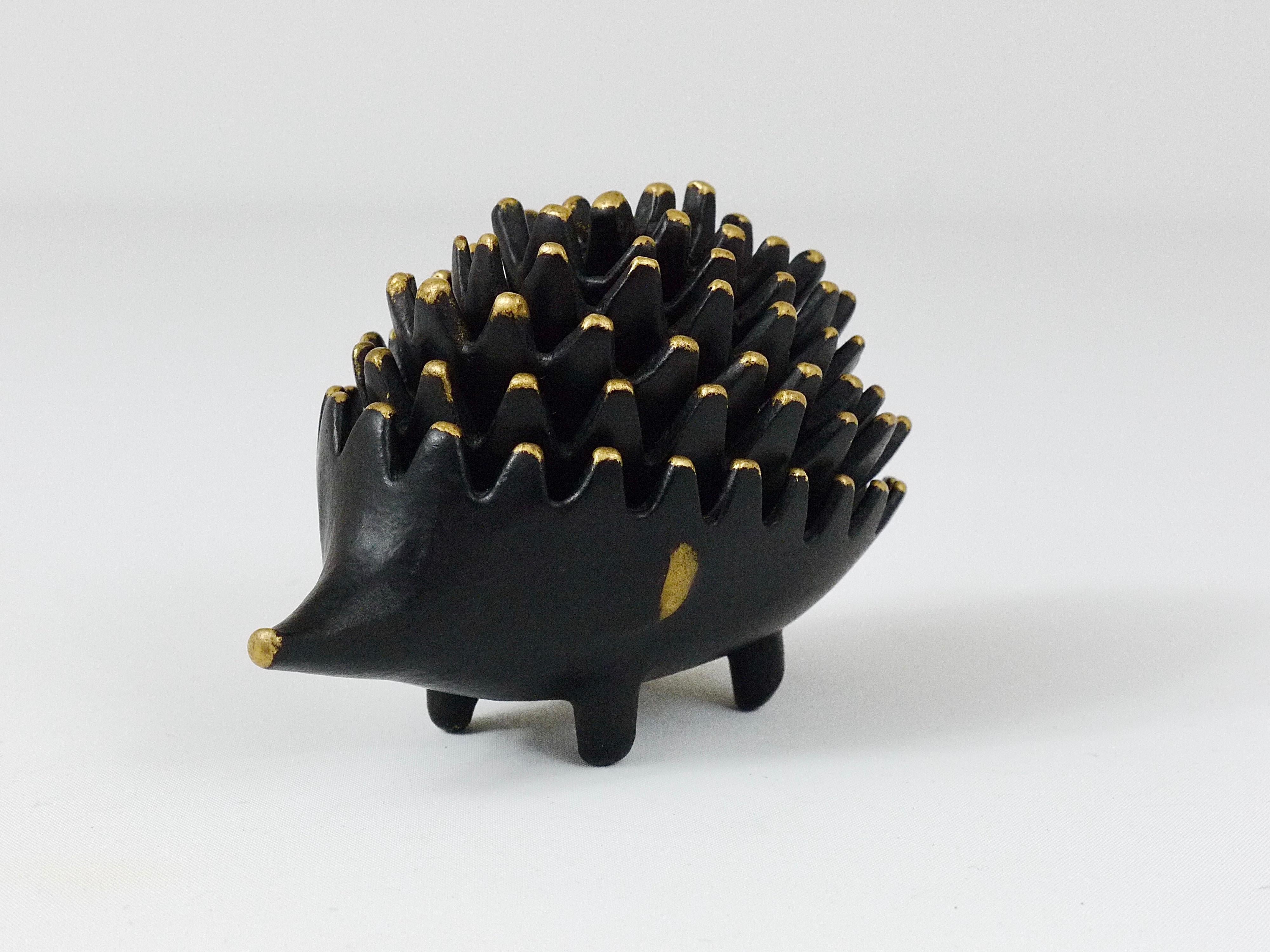 Walter Bosse Hedgehog Stackable Brass Ashtrays, Hertha Baller, Austria, 1950s 6