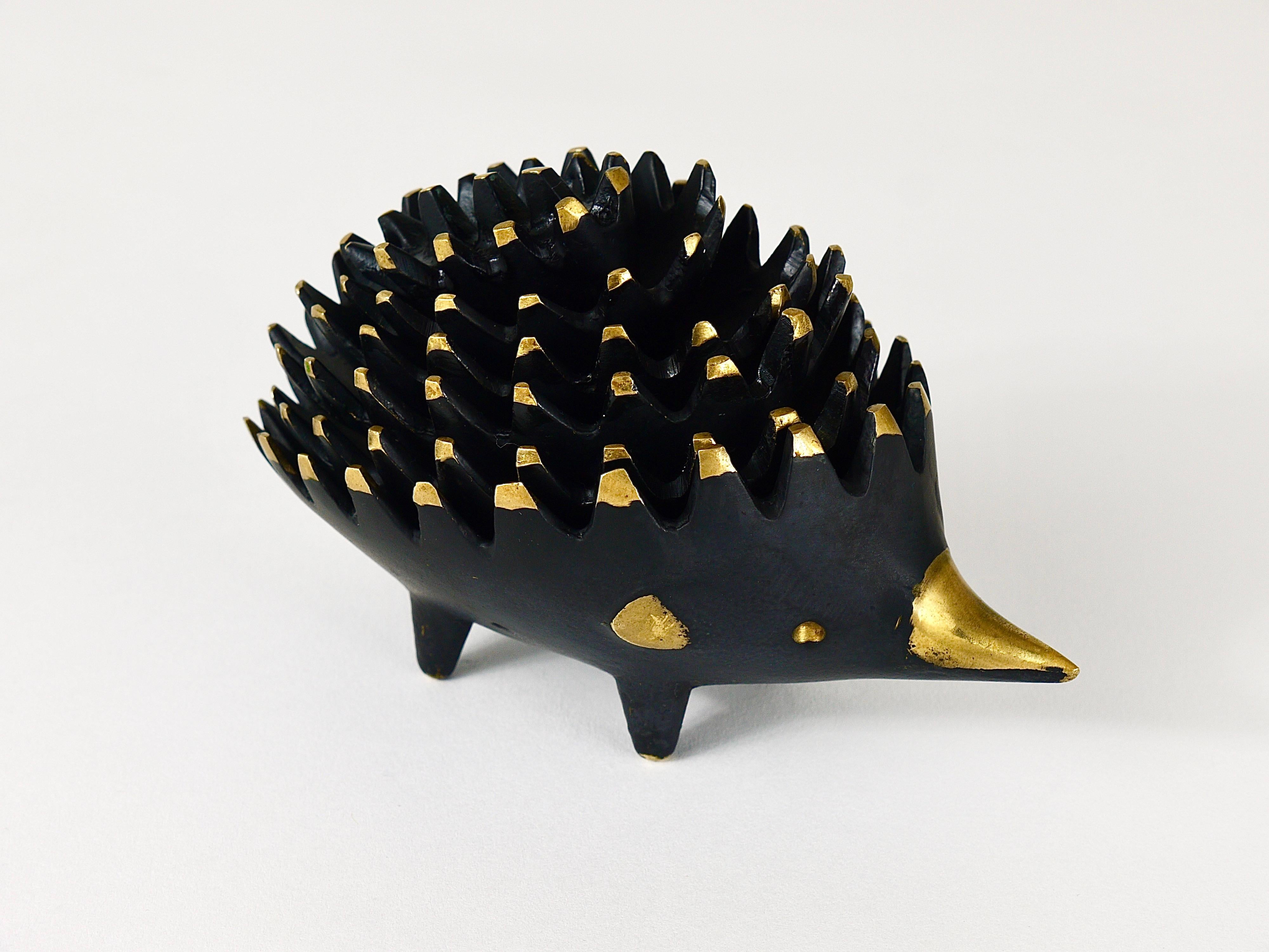 Walter Bosse Hedgehog Stackable Brass Ashtrays, Hertha Baller, Austria, 1950s 5