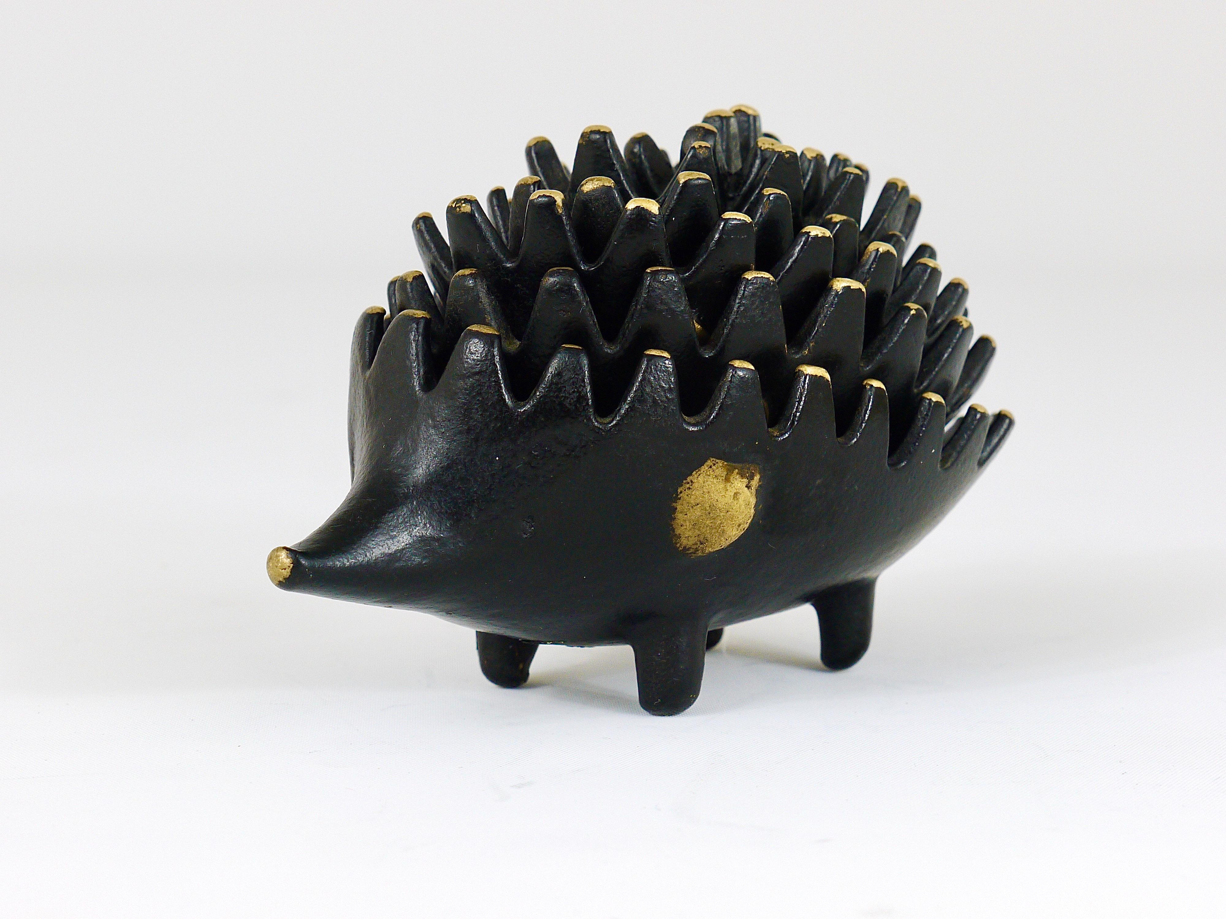 Walter Bosse Hedgehog Stackable Brass Ashtrays, Hertha Baller, Austria, 1950s 12