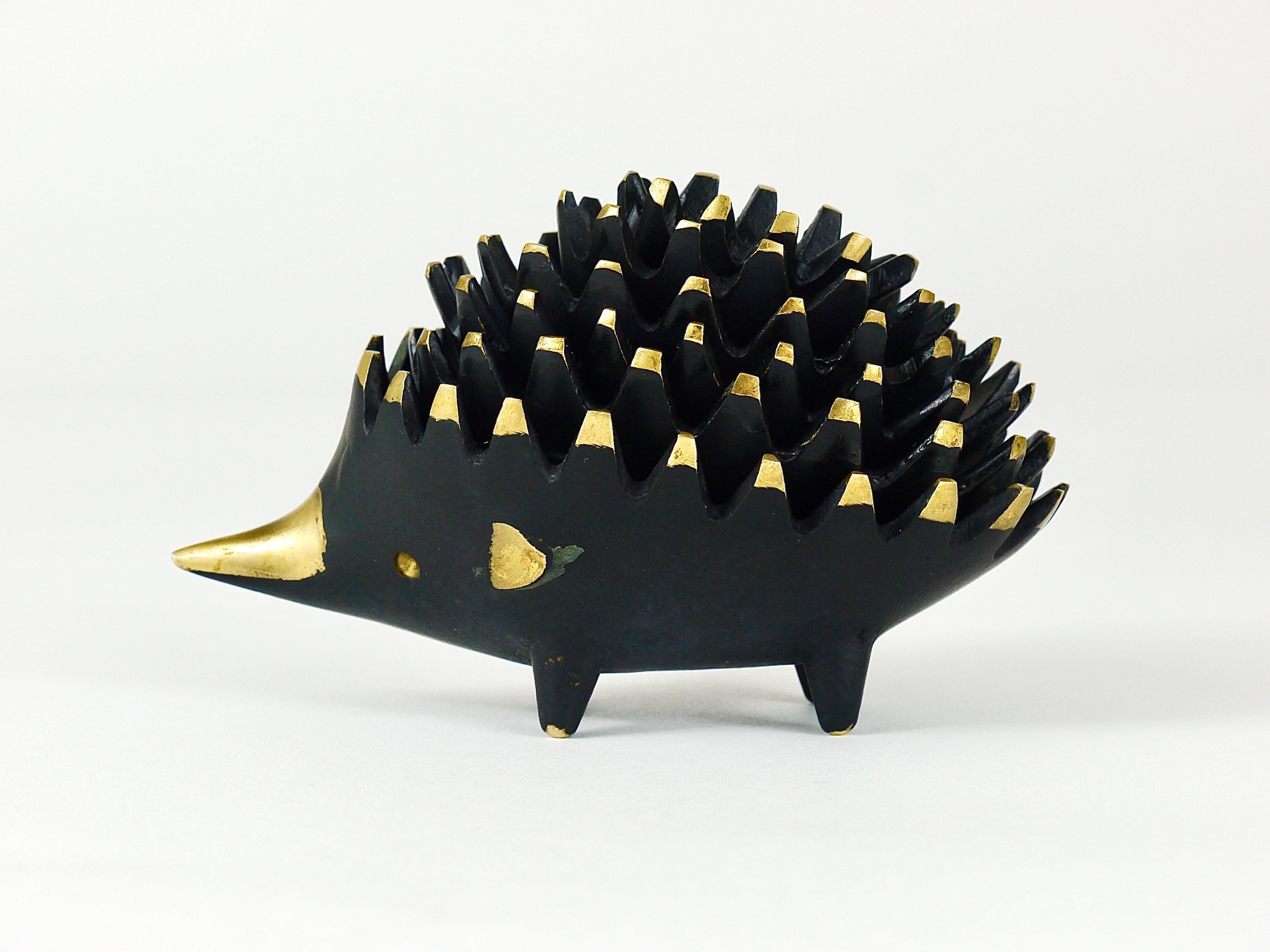 Walter Bosse Hedgehog Stackable Brass Ashtrays, Hertha Baller, Austria, 1950s 11