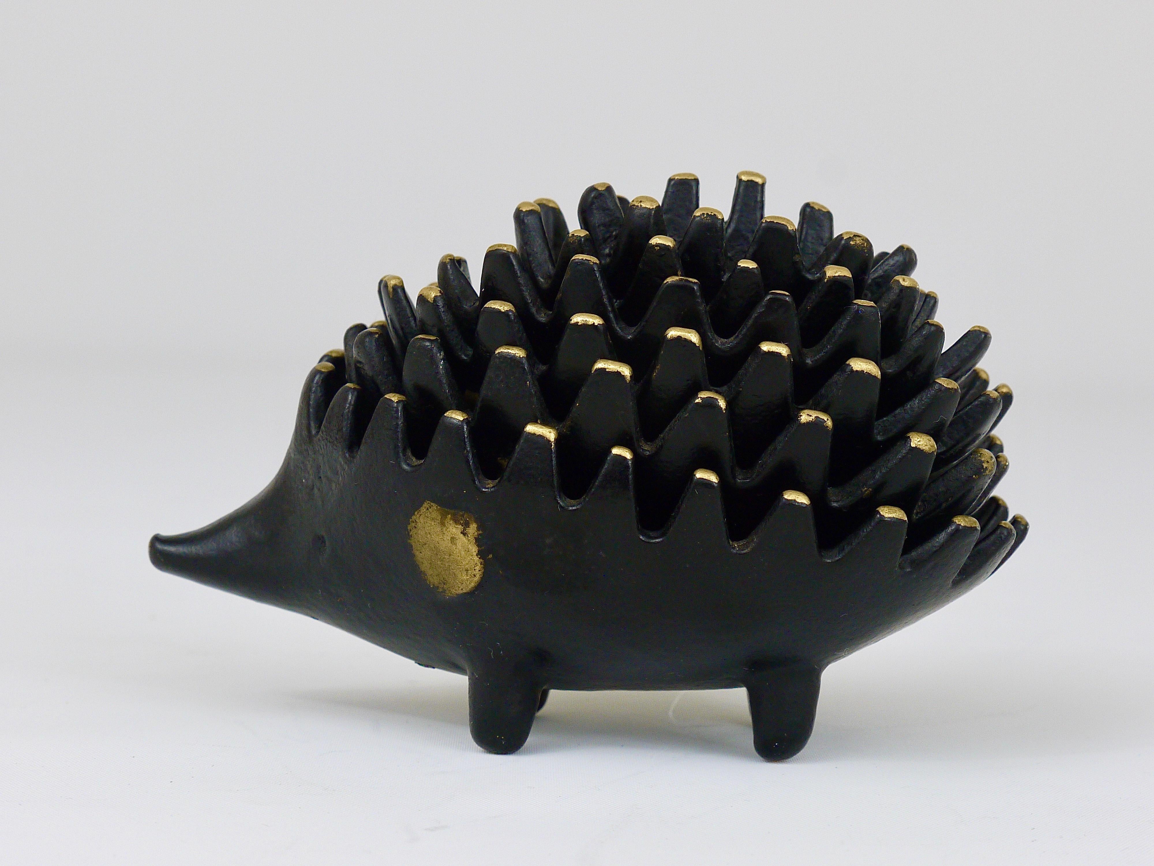 Mid-Century Modern Walter Bosse Hedgehog Stackable Brass Ashtrays, Hertha Baller, Austria, 1950s