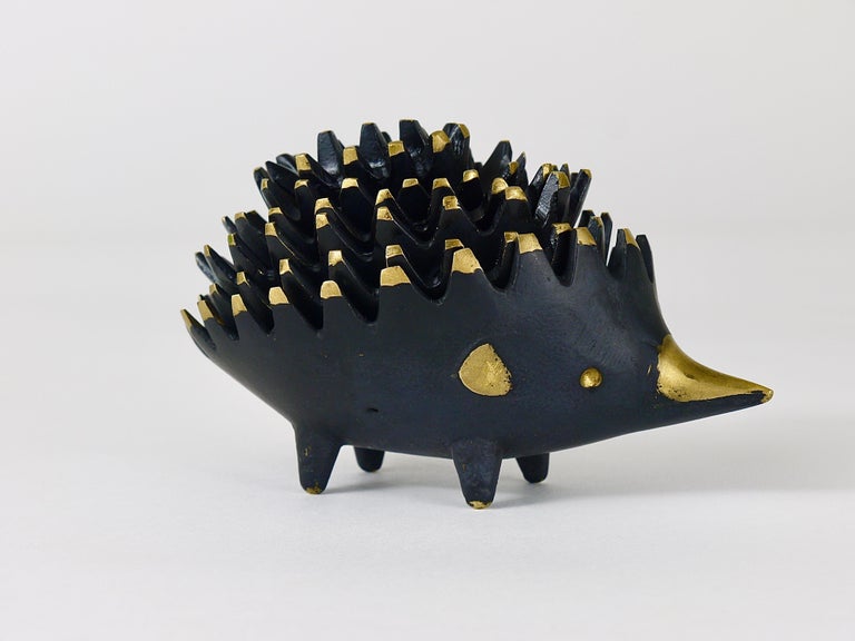 20th Century Walter Bosse Hedgehog Stackable Brass Ashtrays, Hertha Baller, Austria, 1950s For Sale