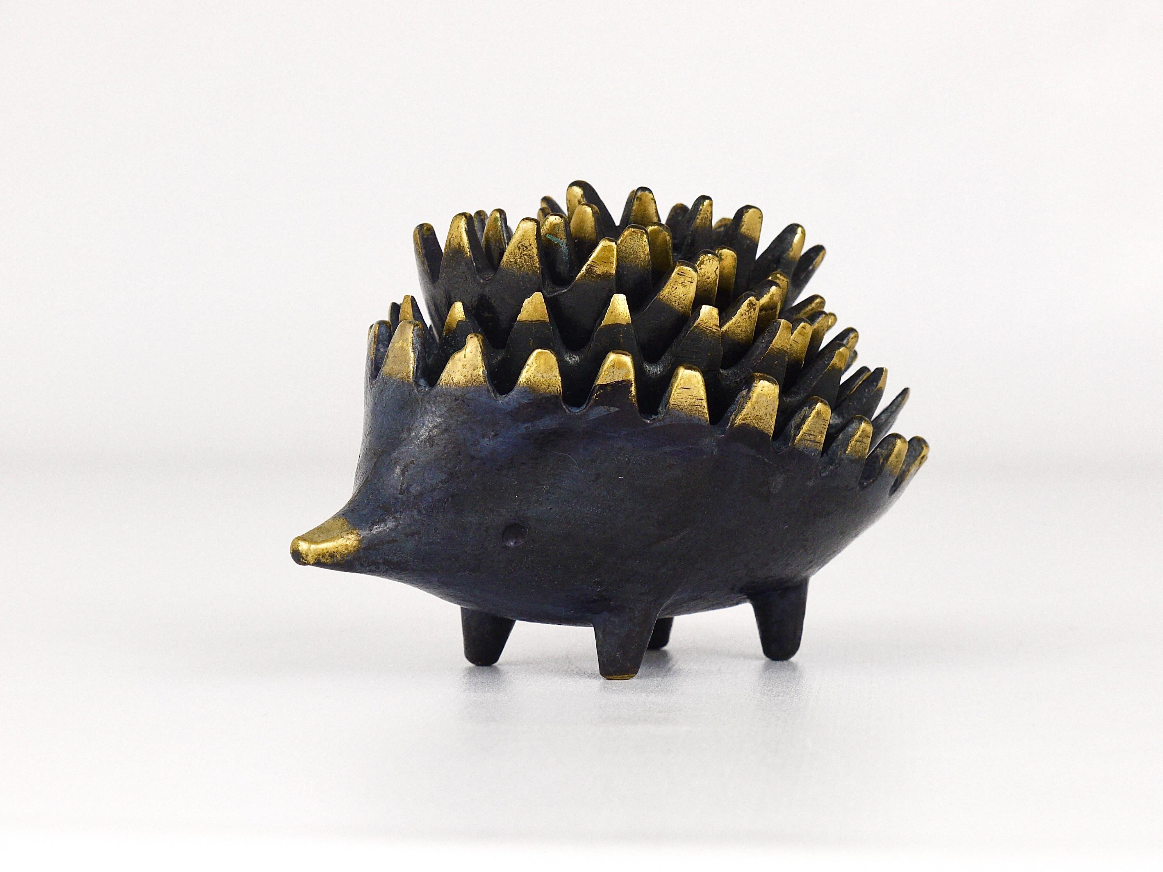 Walter Bosse Hedgehog Stackable Brass Ashtrays, Hertha Baller, Austria, 1950s 1