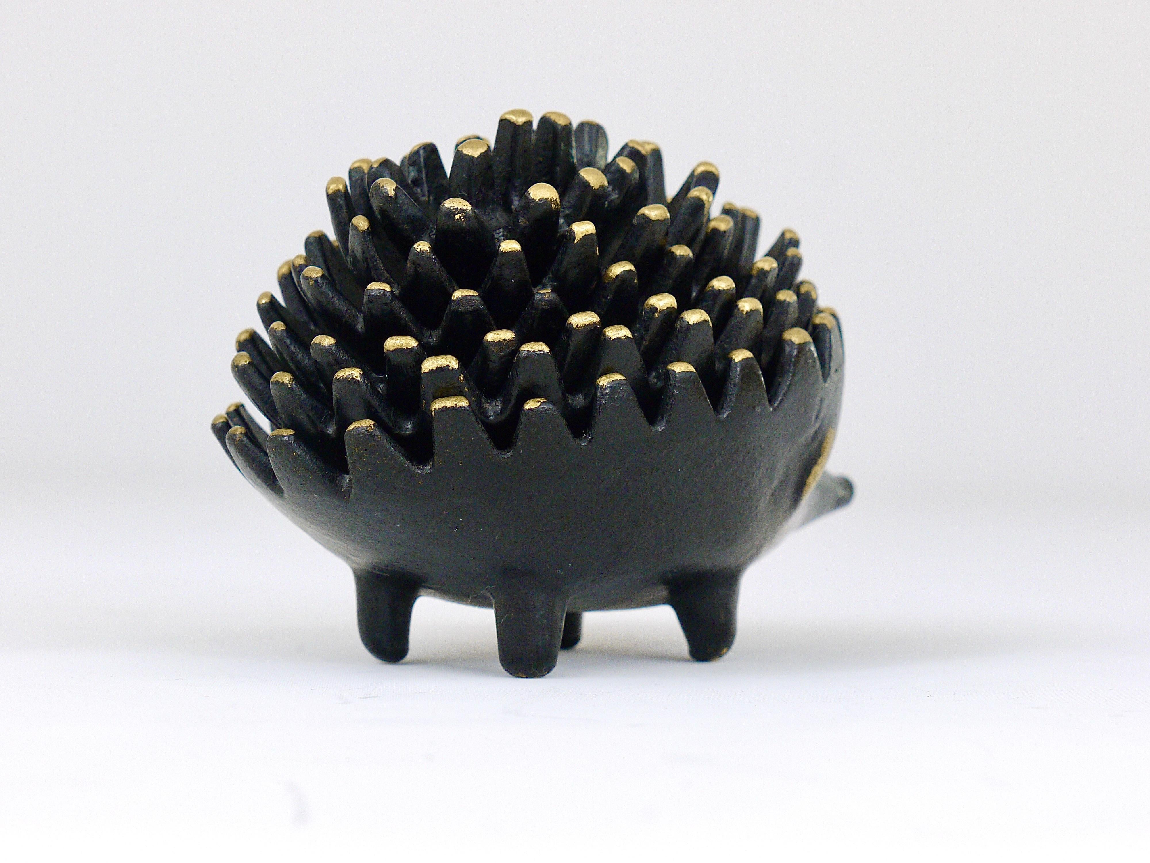 Walter Bosse Hedgehog Stackable Brass Ashtrays, Hertha Baller, Austria, 1950s 2