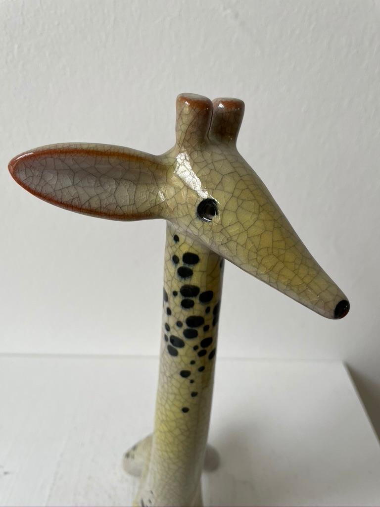 Walter Bosse. Ceramic. Giraffe, very rare because it the biggest model of the giraffes by Karlsruher Majolika. Good condition without damages and repairs. Measure: 33cm tall.