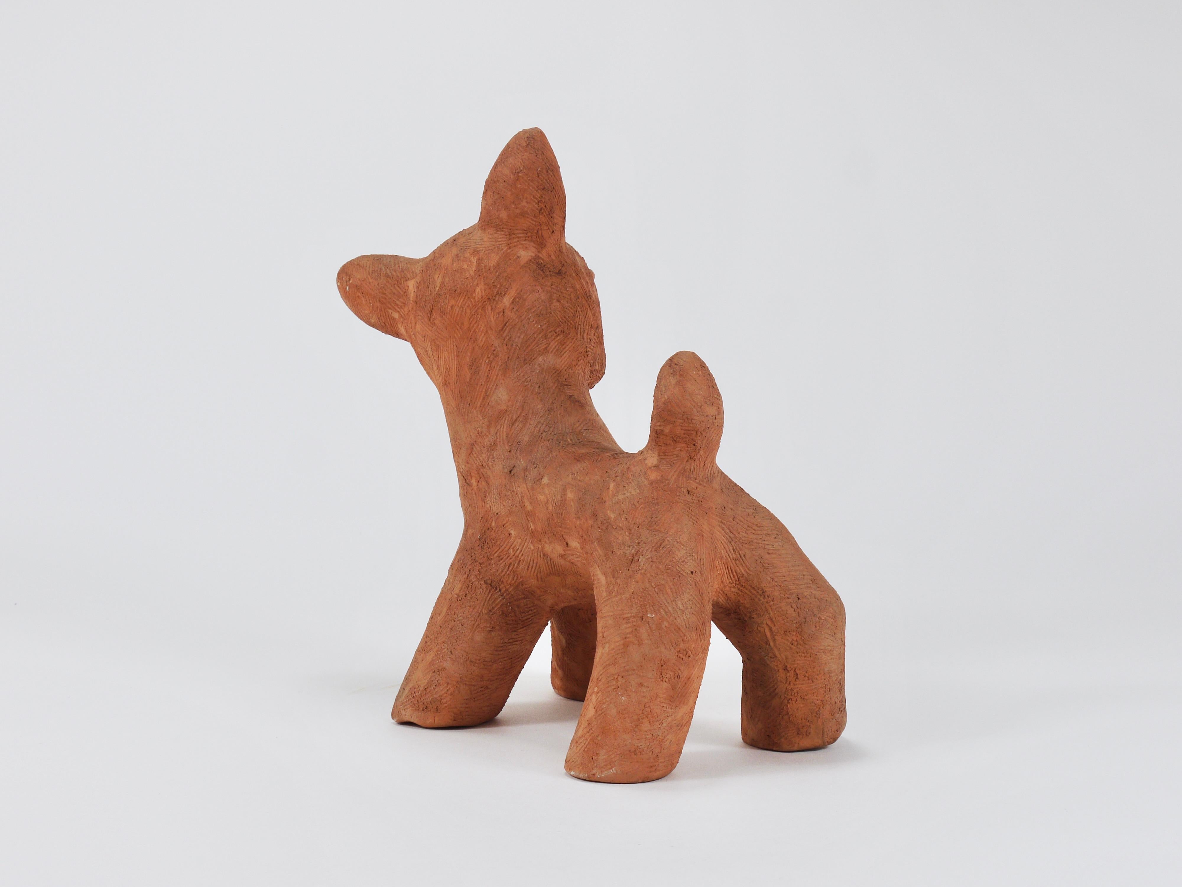 Walter Bosse Large Baby Deer Pottery Ceramic Sculpture, Austria, 1920s For Sale 3