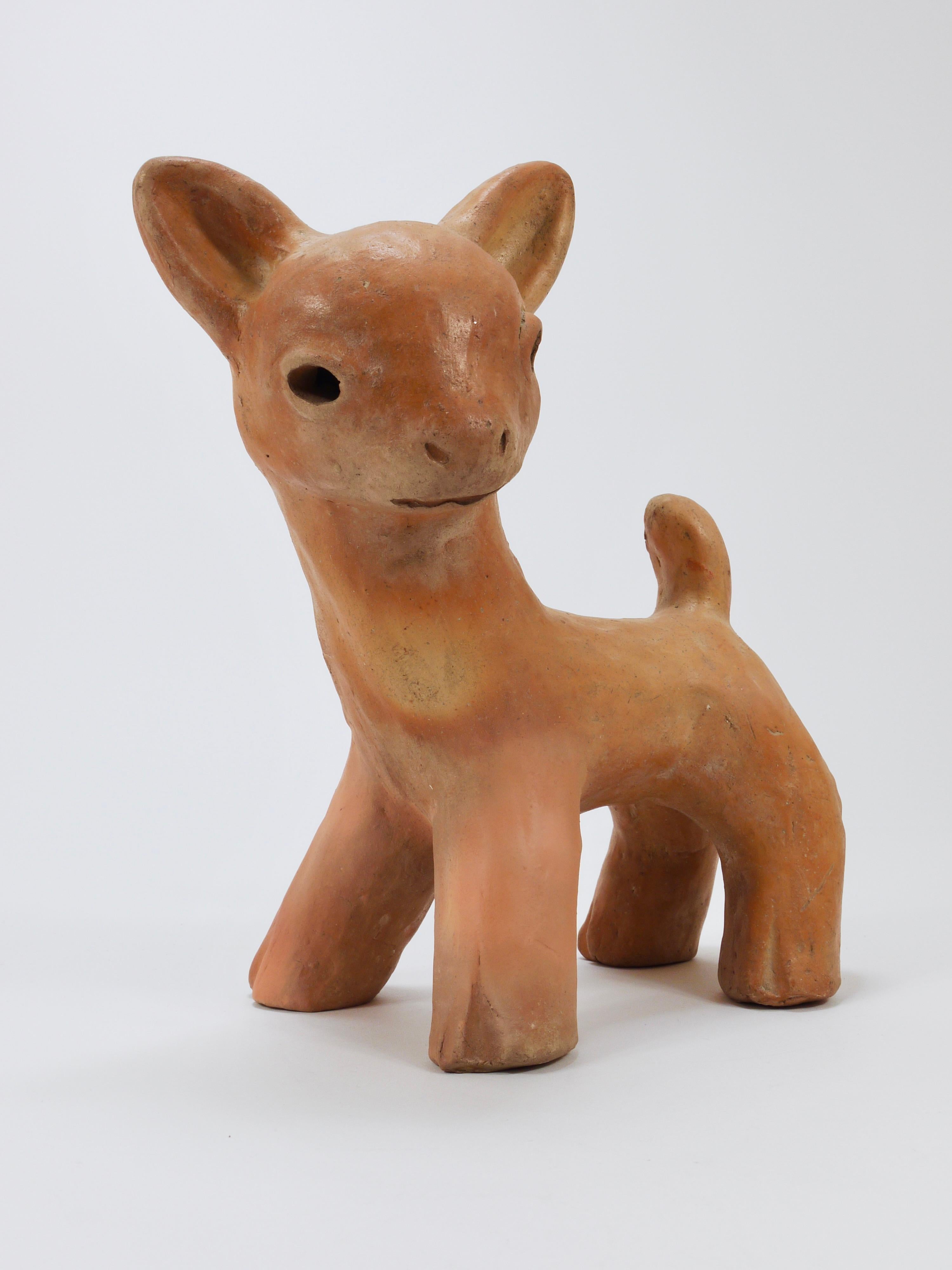 Walter Bosse Large Baby Deer Pottery Ceramic Sculpture, Austria, 1920s 7