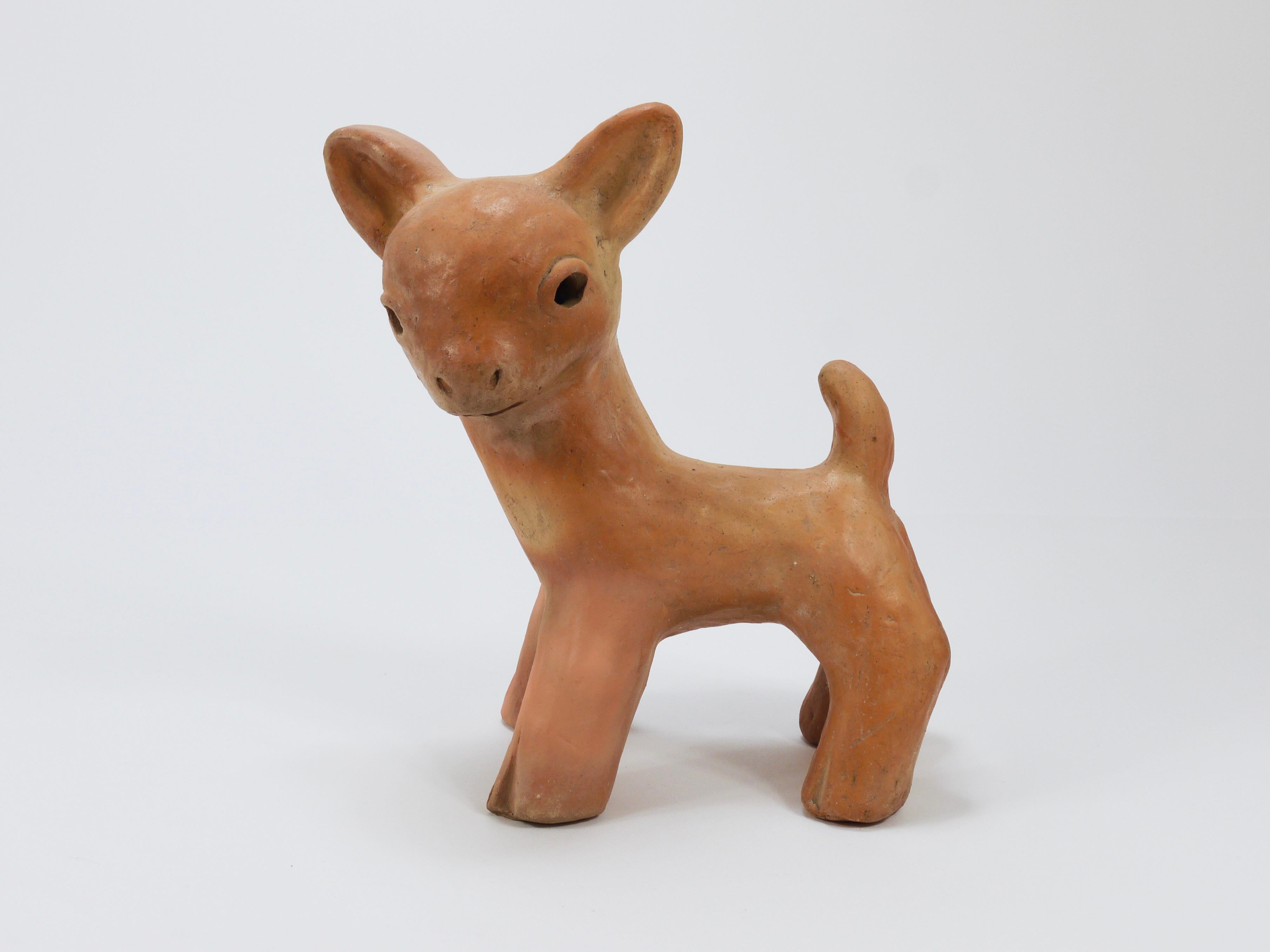 Walter Bosse Large Baby Deer Pottery Ceramic Sculpture, Austria, 1920s 9