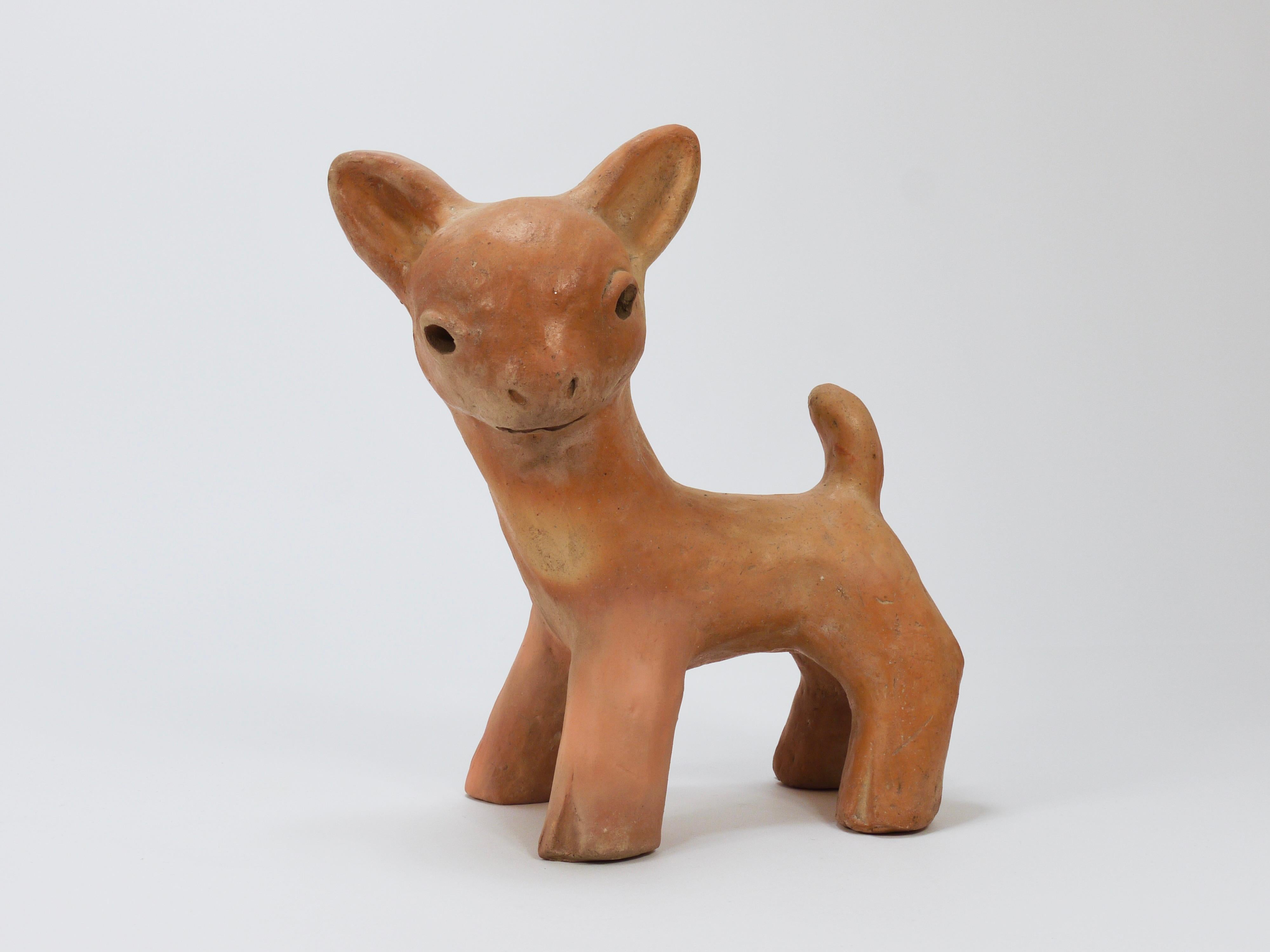 Walter Bosse Large Baby Deer Pottery Ceramic Sculpture, Austria, 1920s 11
