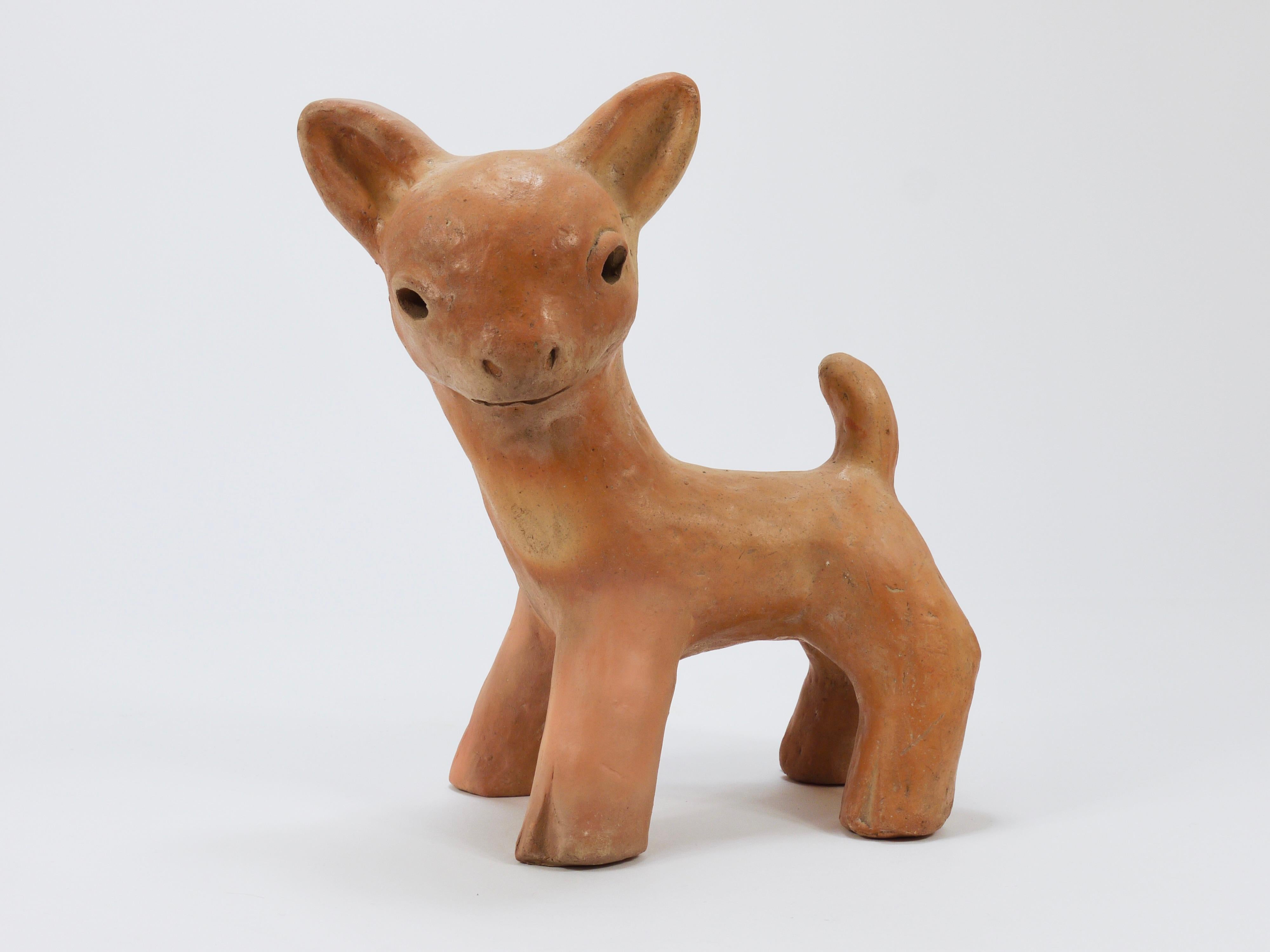 Mid-Century Modern Walter Bosse Large Baby Deer Pottery Ceramic Sculpture, Austria, 1920s