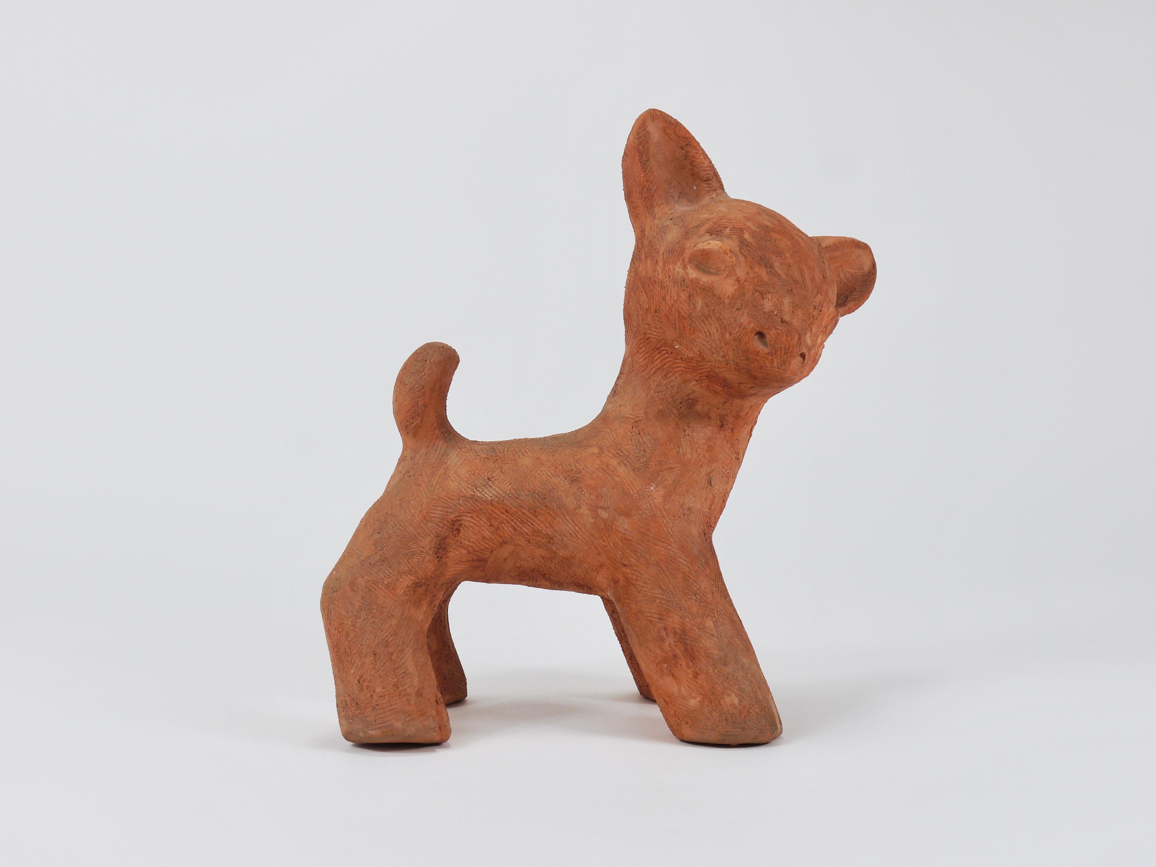 Austrian Walter Bosse Large Baby Deer Pottery Ceramic Sculpture, Austria, 1920s For Sale