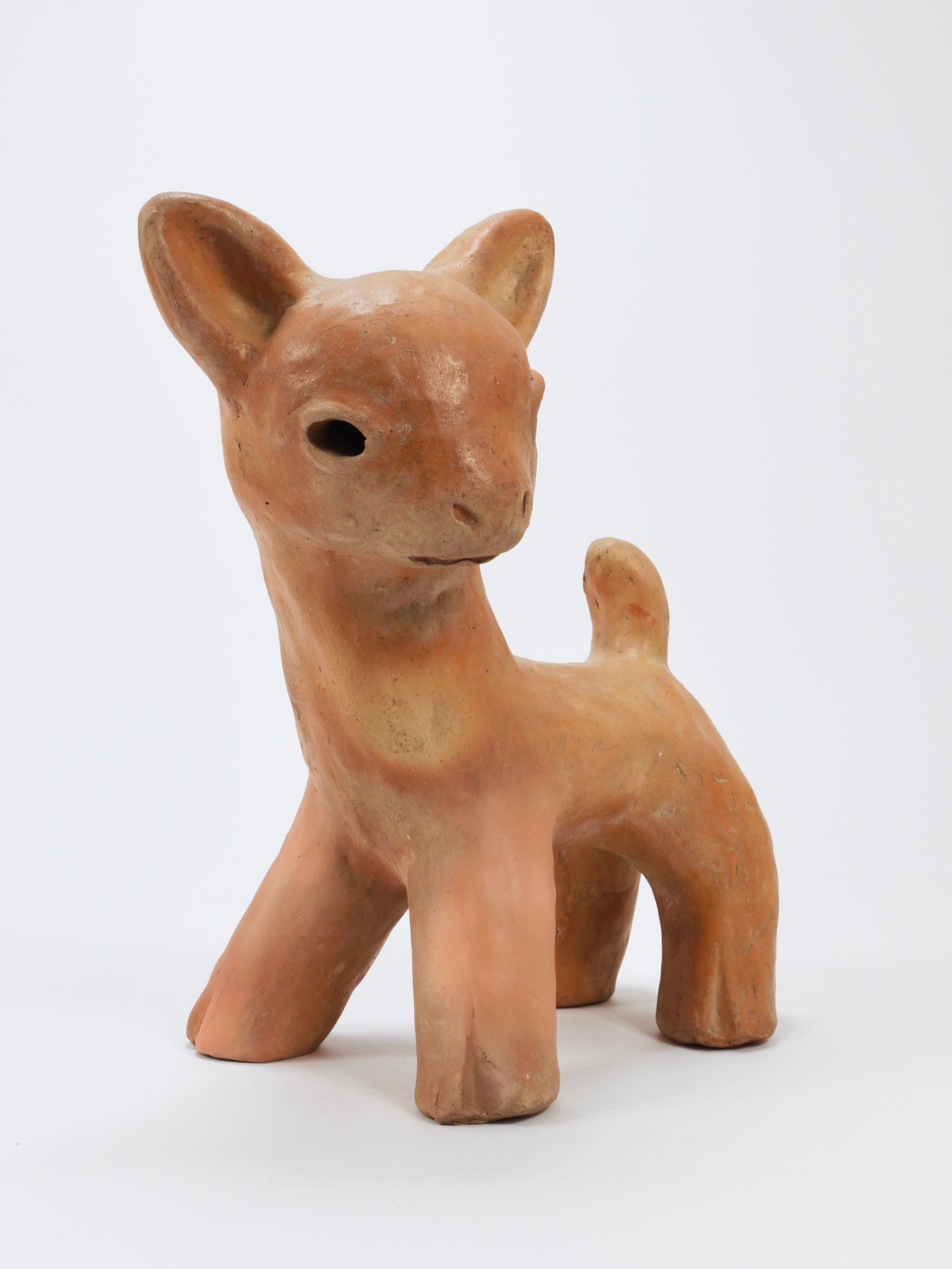 Walter Bosse Large Baby Deer Pottery Ceramic Sculpture, Austria, 1920s In Good Condition In Vienna, AT