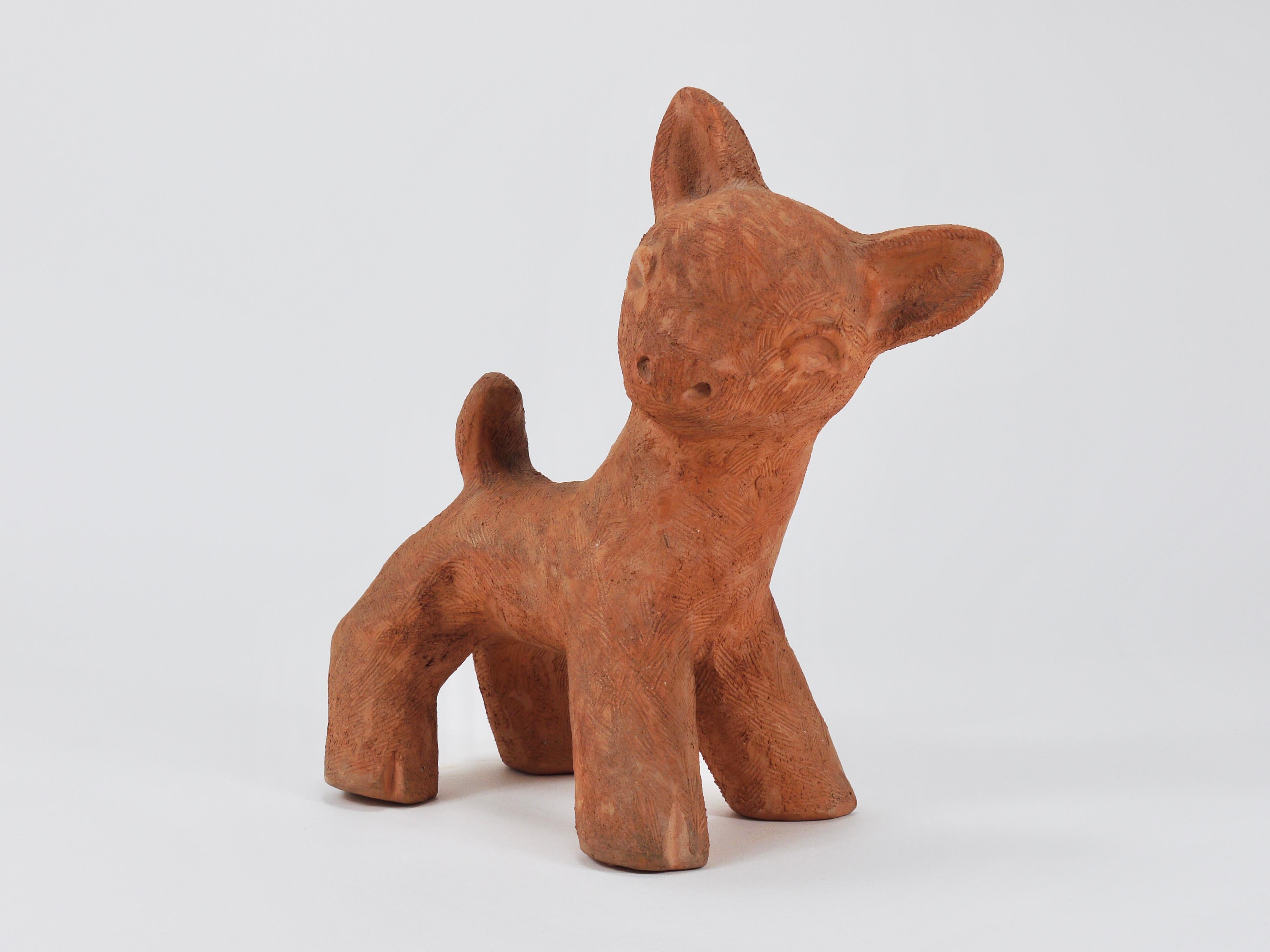 Walter Bosse Large Baby Deer Pottery Ceramic Sculpture, Austria, 1920s In Good Condition For Sale In Vienna, AT