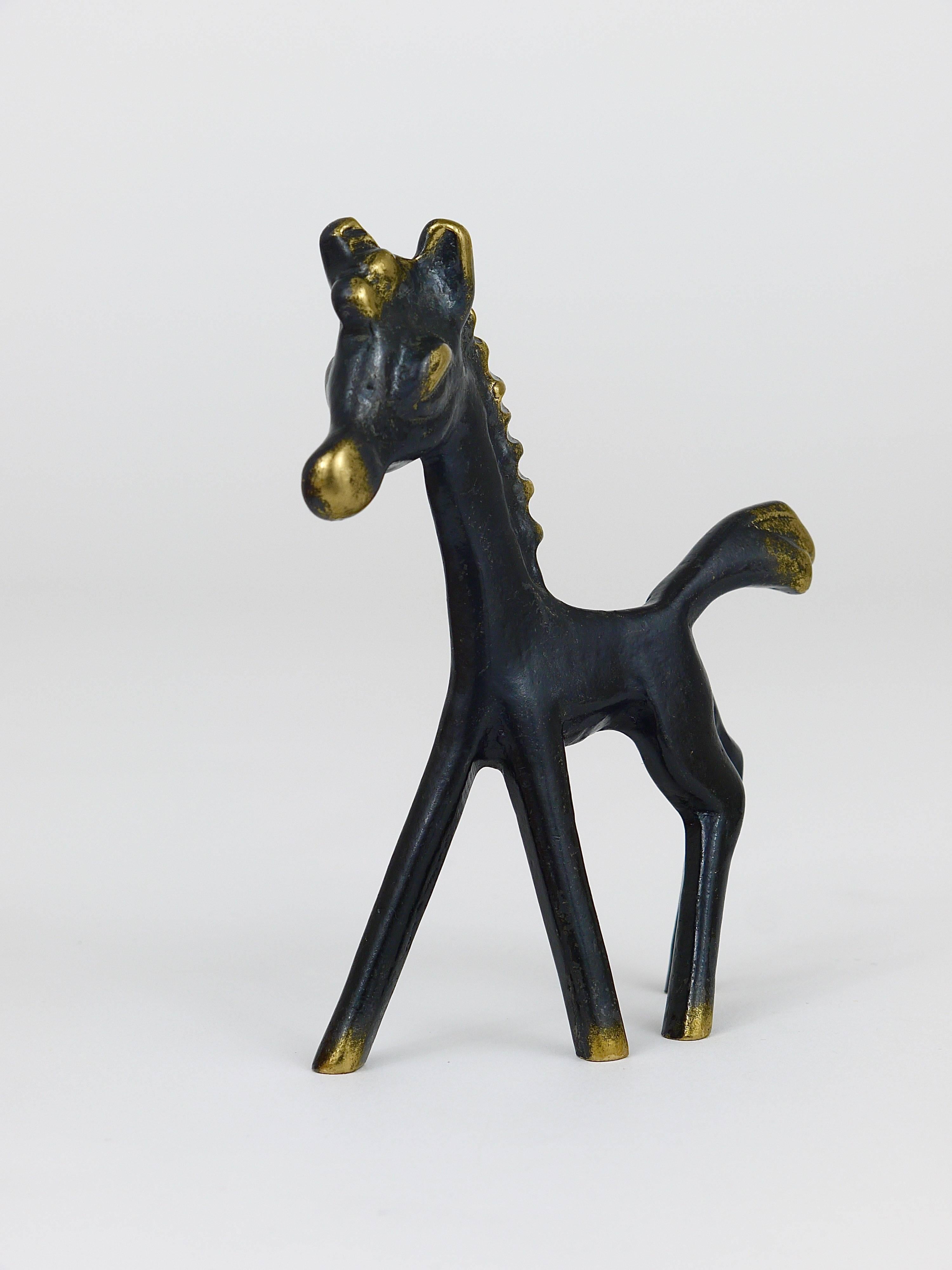 Mid-Century Modern Walter Bosse Midcentury Horse Brass Figurine, Hertha Baller, Austria, 1950s