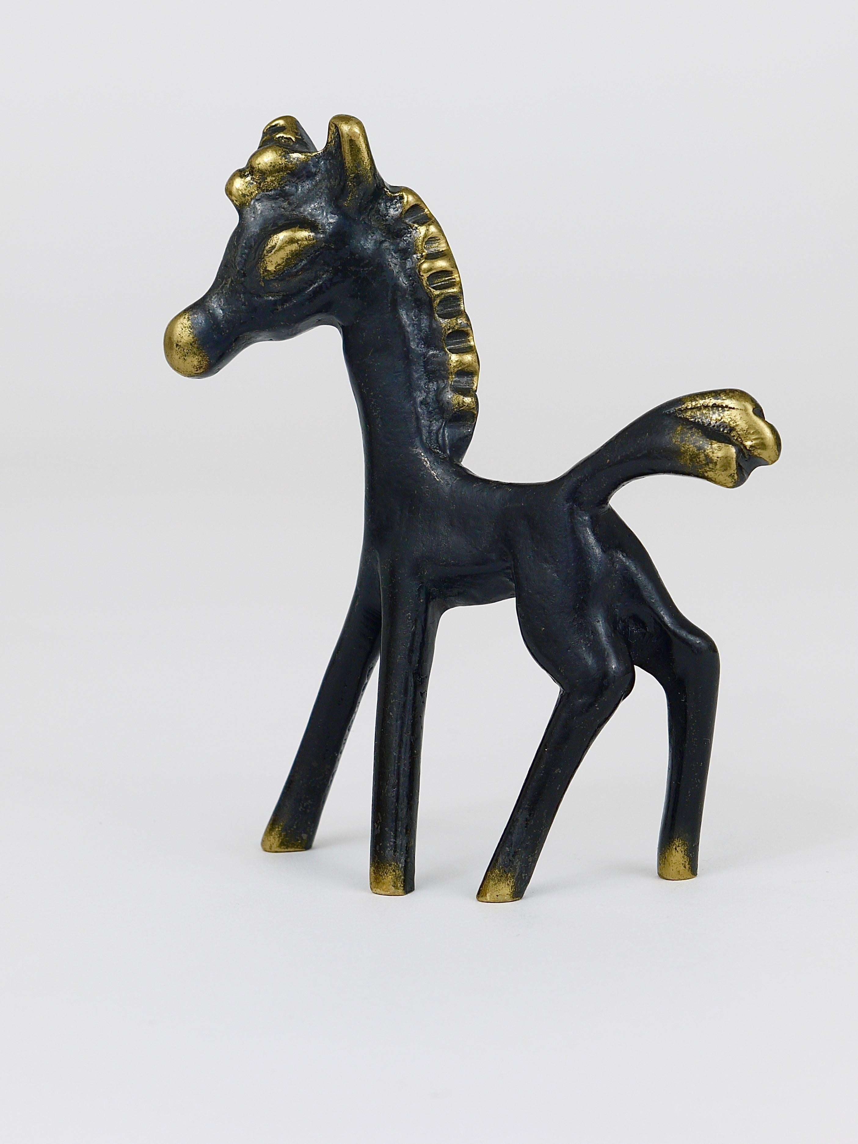 Austrian Walter Bosse Midcentury Horse Brass Figurine, Hertha Baller, Austria, 1950s