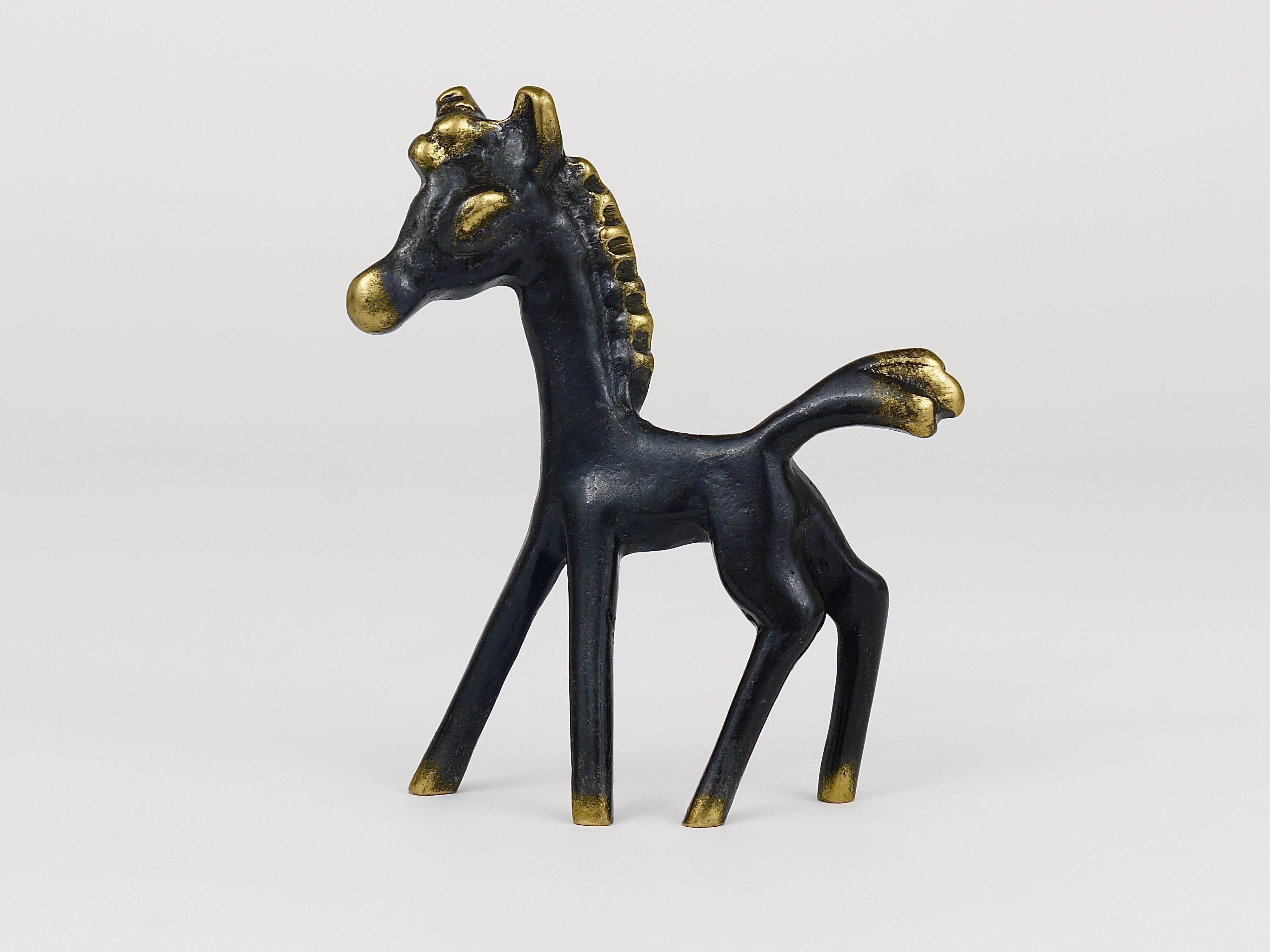 Walter Bosse Midcentury Horse Brass Figurine, Hertha Baller, Austria, 1950s In Excellent Condition In Vienna, AT
