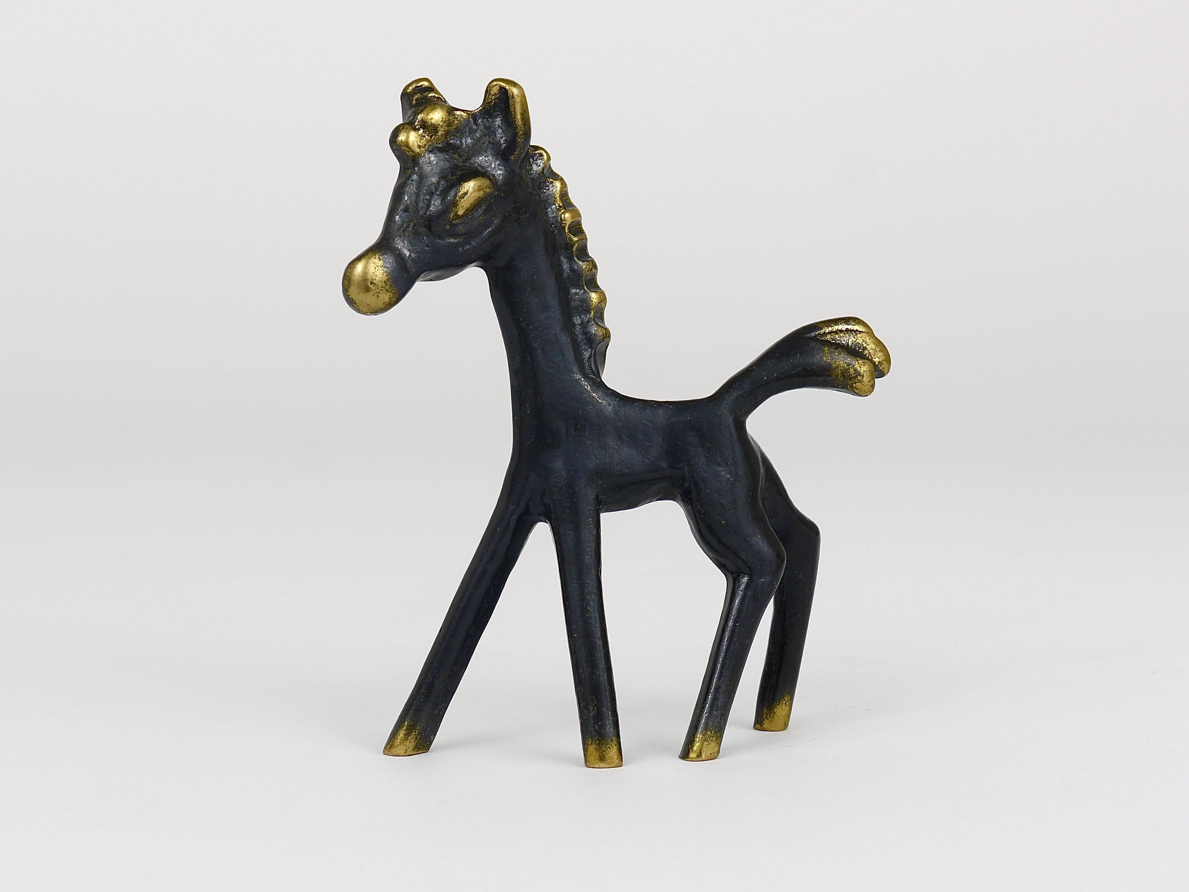 20th Century Walter Bosse Midcentury Horse Brass Figurine, Hertha Baller, Austria, 1950s