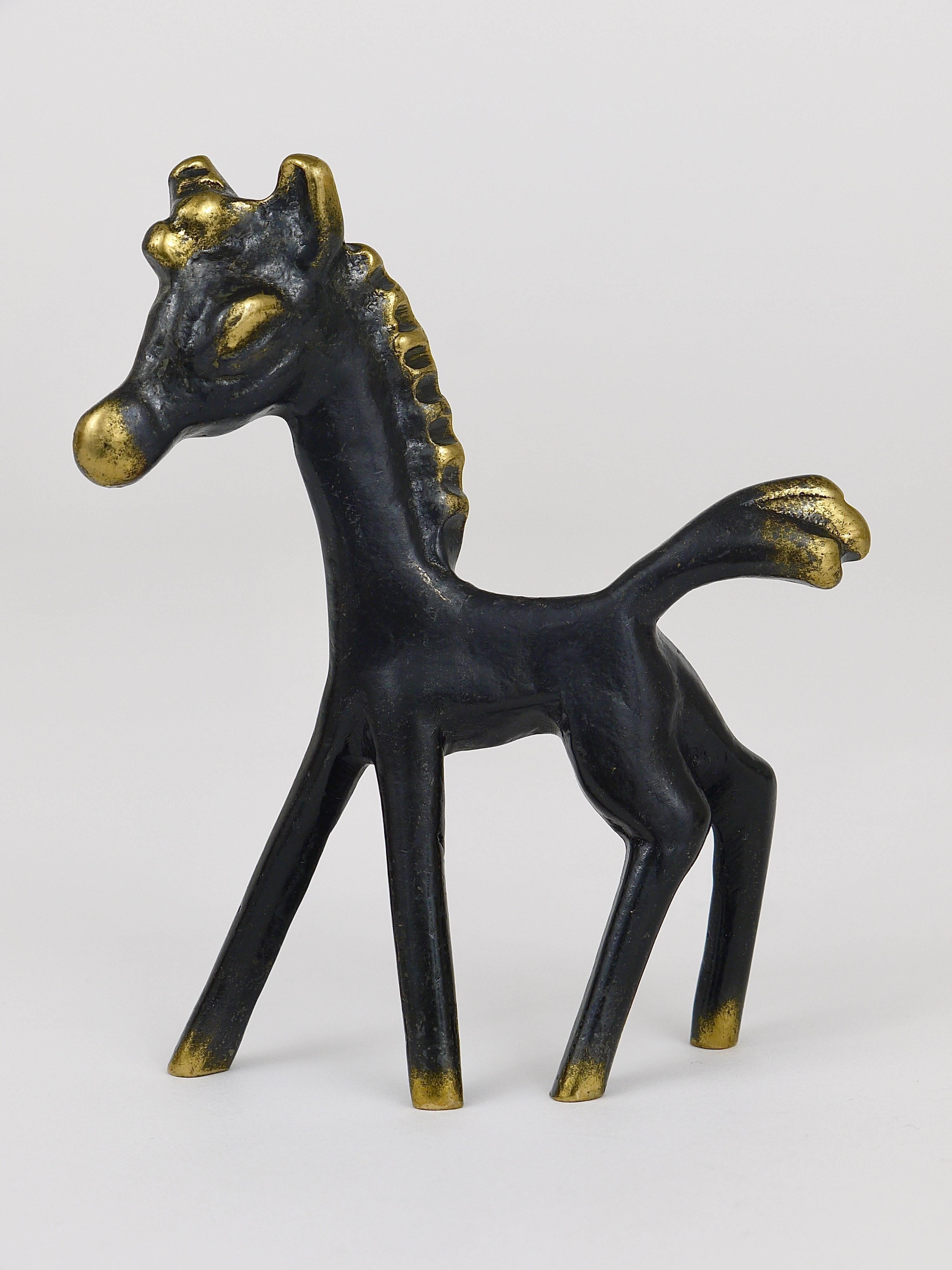 Walter Bosse Midcentury Horse Brass Figurine, Hertha Baller, Austria, 1950s 1