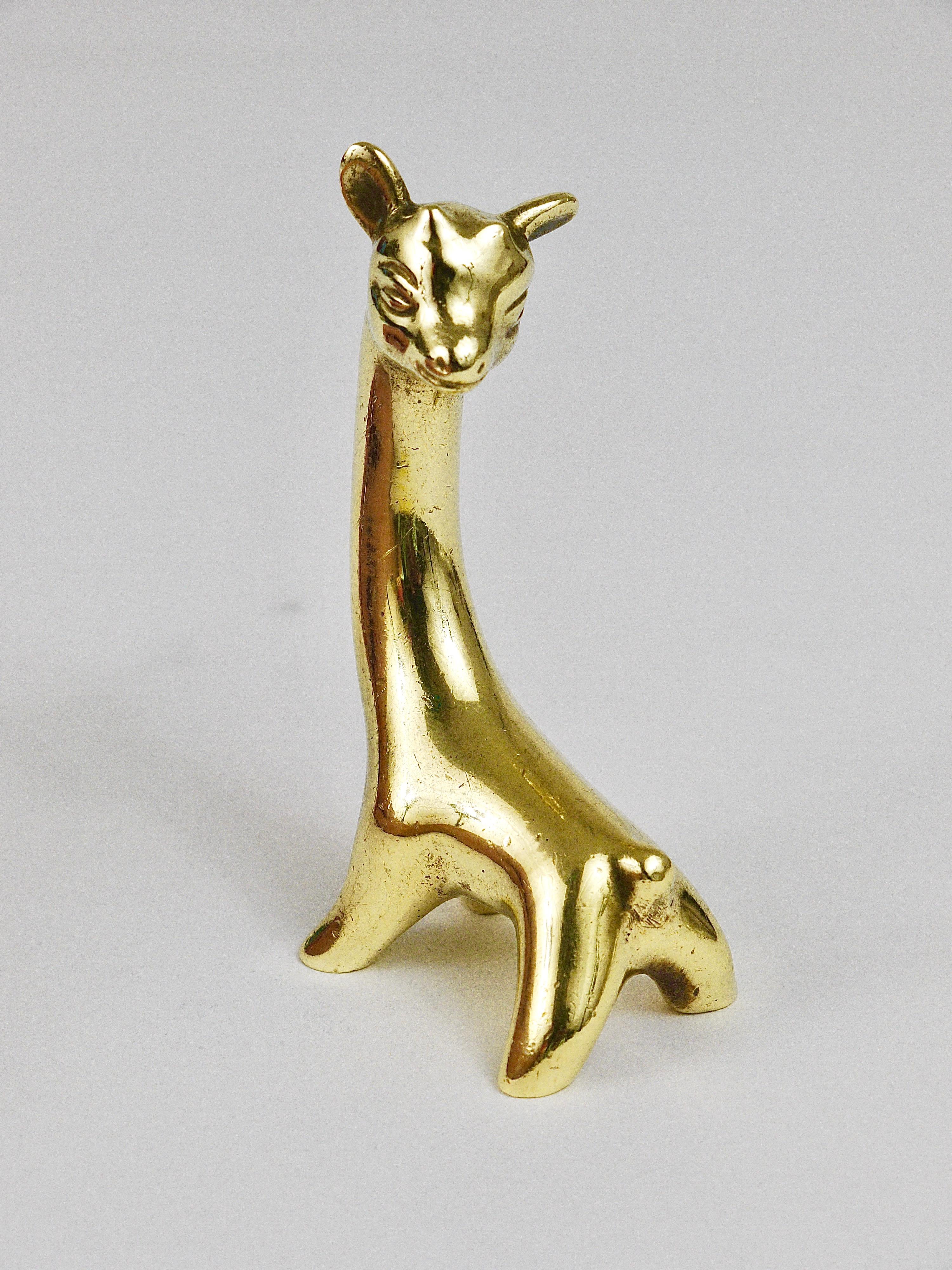 Walter Bosse Midcentury Baby Giraffe Brass Figurine, Herta Baller, Austria 1