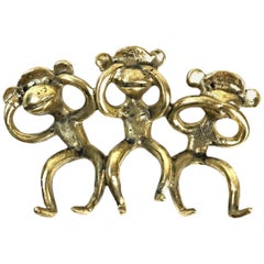 Vintage Walter Bosse Midcentury Brass Wall-Mounted Monkeys Key Hanger, 1950s, Austria