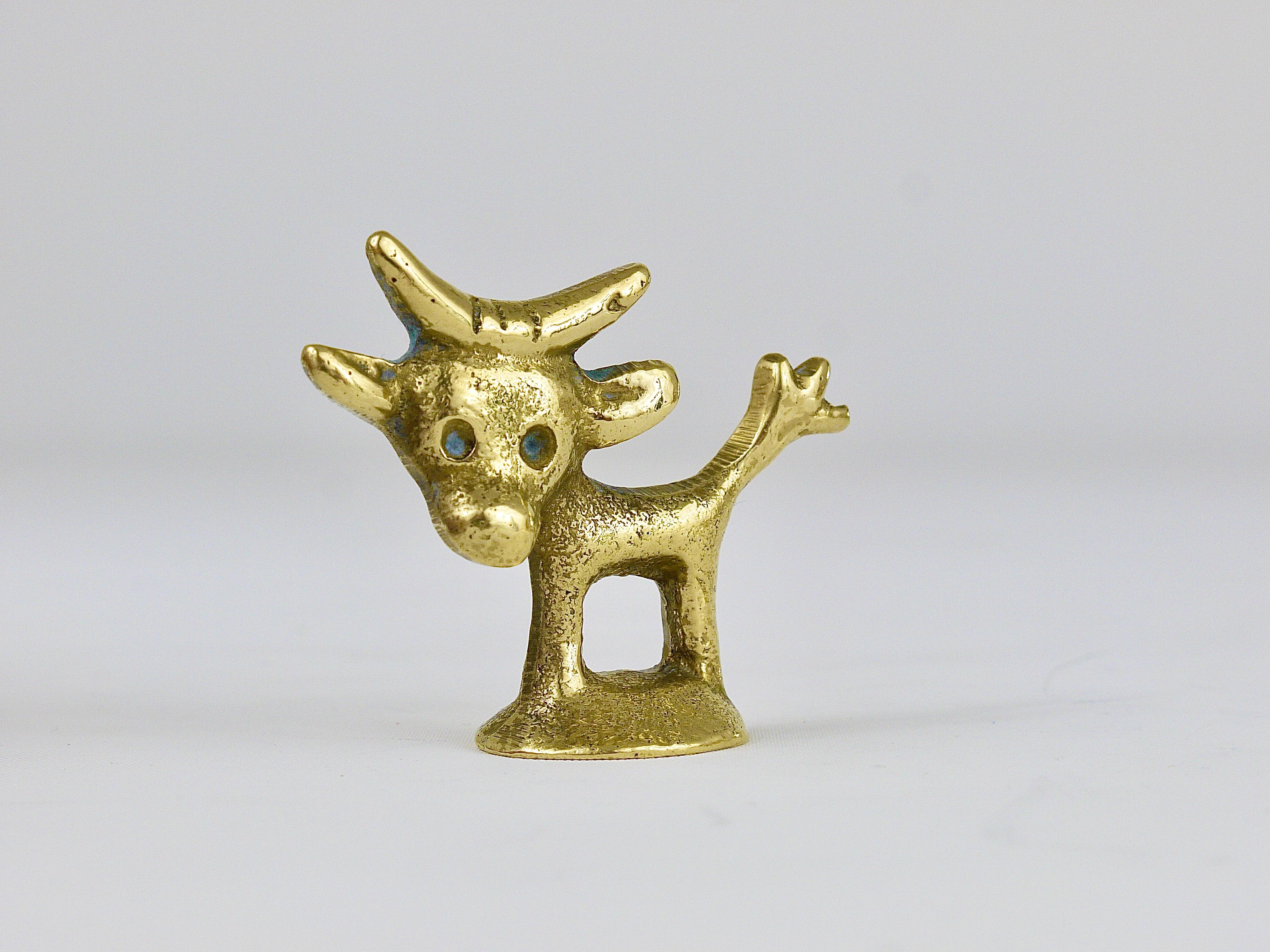 Austrian Walter Bosse Midcentury Cow Brass Figurine, Herta Baller, Austria, 1950s For Sale