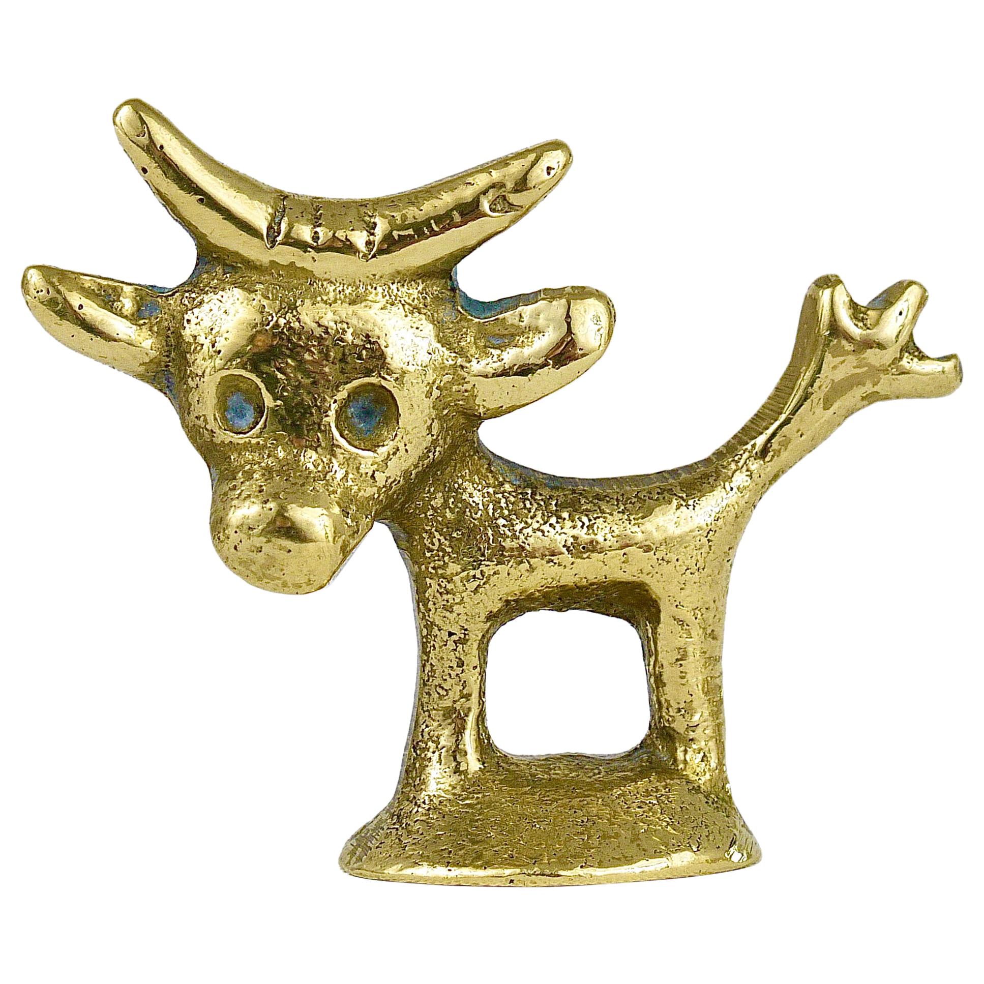 Walter Bosse Midcentury Cow Brass Figurine, Herta Baller, Austria, 1950s For Sale