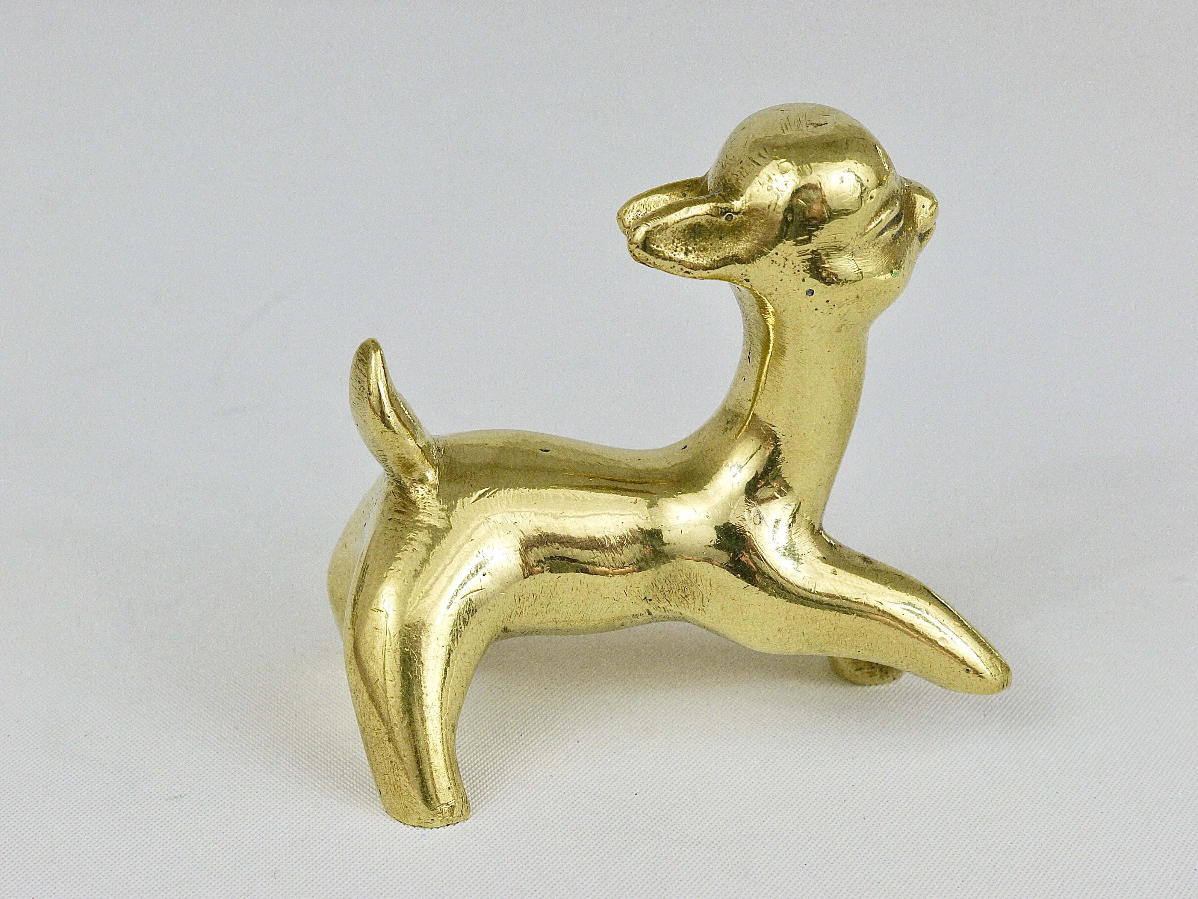 Walter Bosse Midcentury Deer Fawn Brass Figurine, Herta Baller, Austria, 1950s For Sale 4